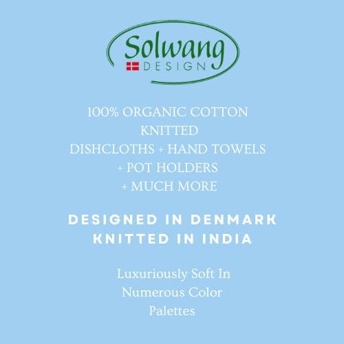 Solwang 3-Piece Danish Cotton Dishcloths in 100% Certified Organic Cotton Made in India (Rustic Blue Organic Combi)