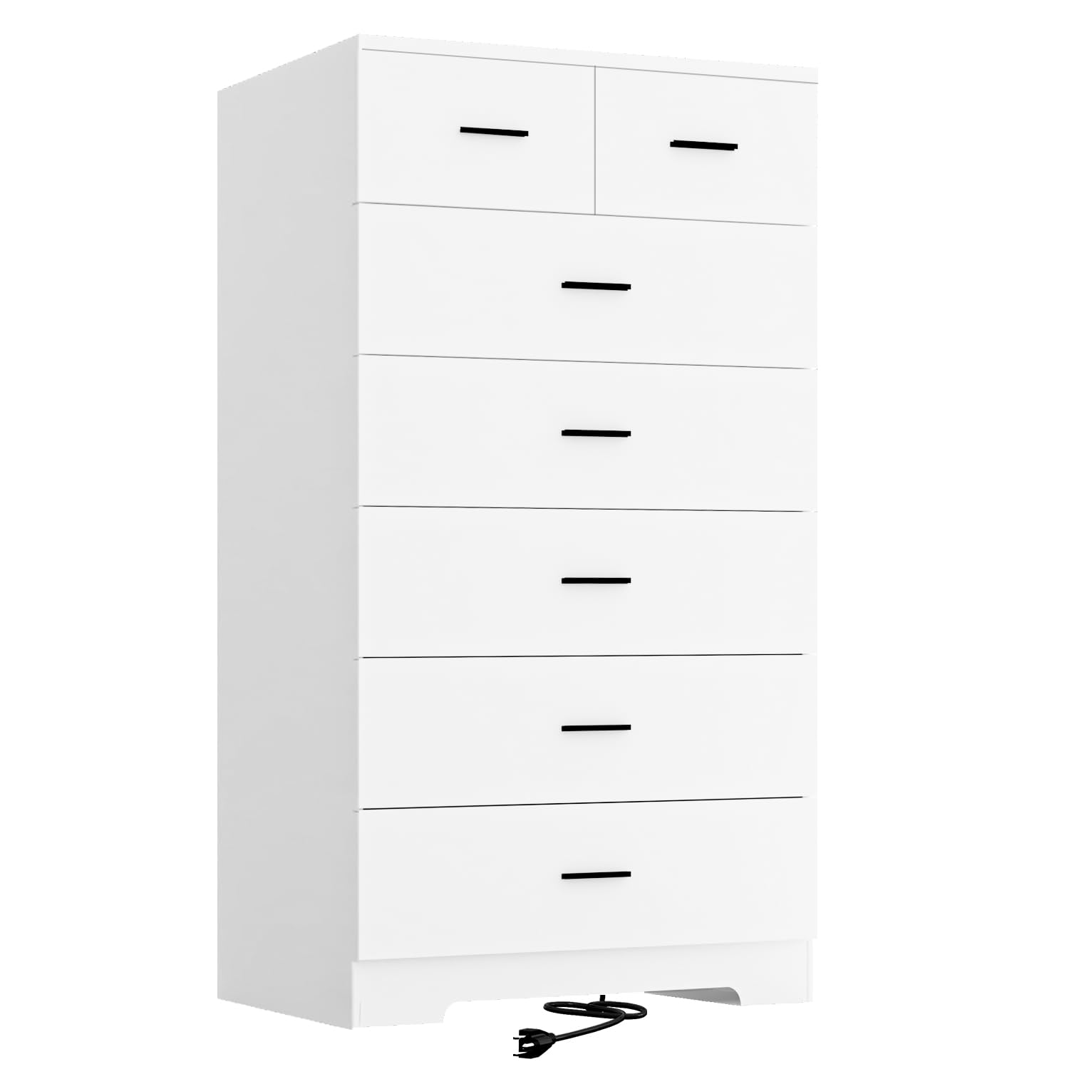 FJTJBSI Dresser with Power Outlets Wooden 6 Drawer Dresser with Large Organizer Black Tall Storage Organizer with Smooth Metal Rail Modern Chest of Drawers Closet for Bedroom Hallway