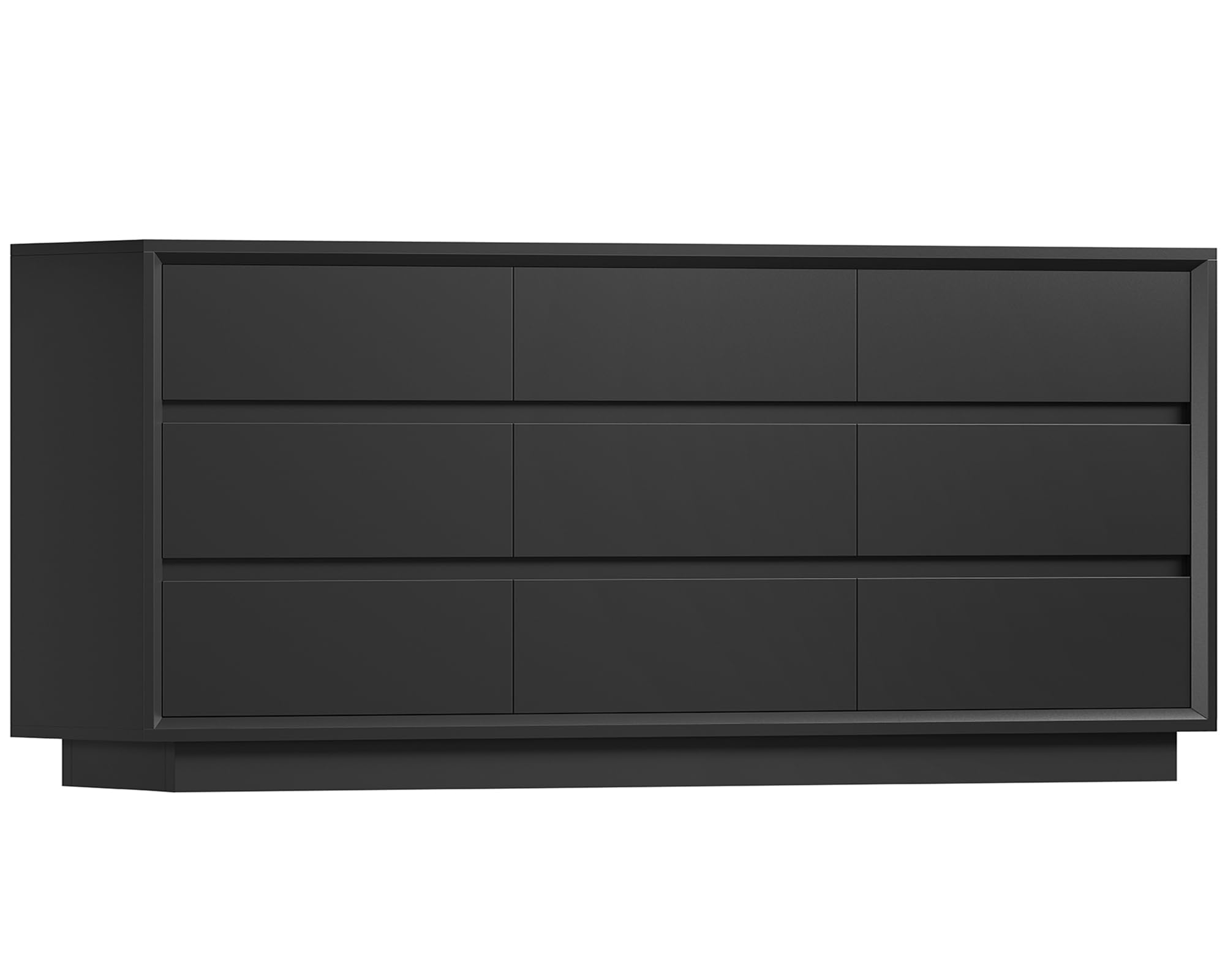 TEENFON 55" Dresser for Bedroom with 6 Drawers, Dressers & Chests of Drawers with Curved Profile Design, 6 Drawer Dresser, Bedroom Dressers, Wood Dressers for Bedroom, Hallway, Natural