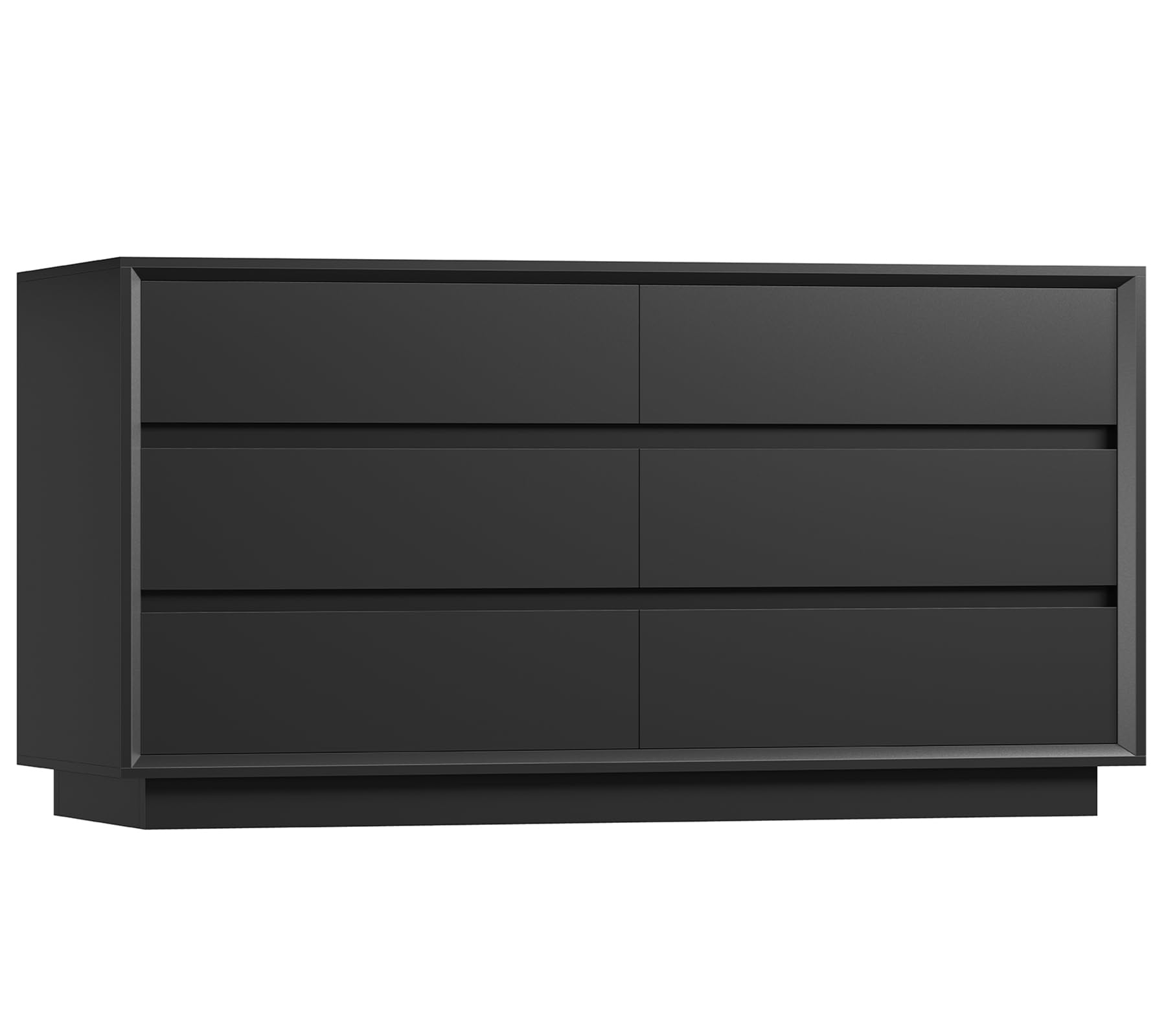 TEENFON 55" Dresser for Bedroom with 6 Drawers, Dressers & Chests of Drawers with Curved Profile Design, 6 Drawer Dresser, Bedroom Dressers, Wood Dressers for Bedroom, Hallway, Natural