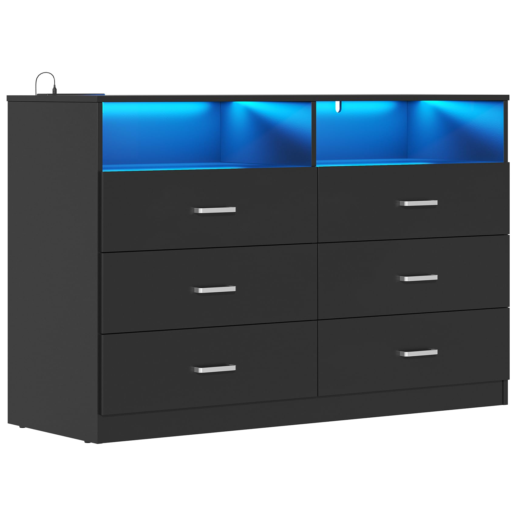 Bigbiglife Dresser for Bedroom, 6 Drawer Double Dresser, Modern Chest of Drawers with Deep Drawers, TV Stand Large Storage Organizer for Living Room, Closet (Light Oak)