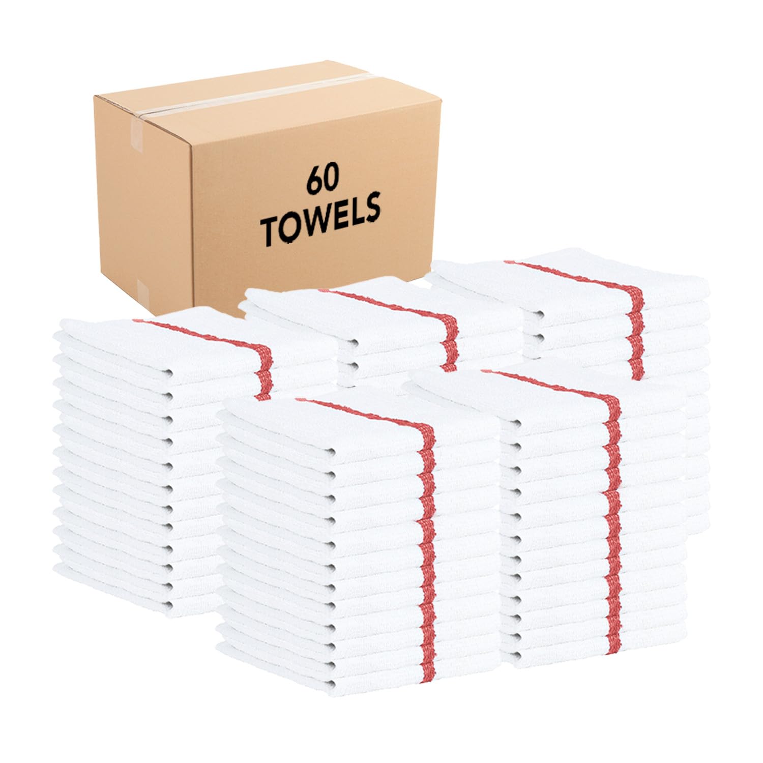 Arkwright Bar Mop Towels, Pack of 12, 100% Cotton Kitchen Dishcloths, Absorbent Quick Dry Cleaning Cloths for Restaurant, Bar and Home Kitchen, 16 x 19 in, White/Blue