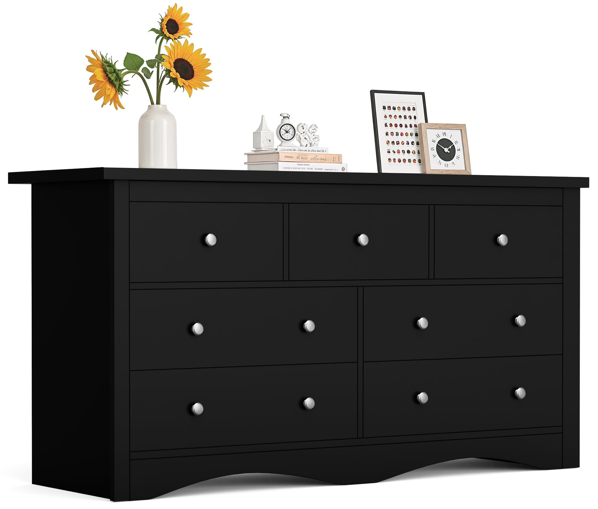 Furmax Dresser for Bedroom, 5 Wood Dresser, Chest of Drawers, for TV up to 65 inch, TV Stand Storage Chest of Drawers for Hallway Entryway (Brown)