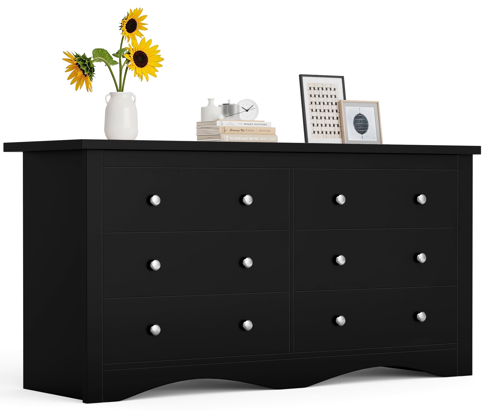 Furmax Dresser for Bedroom, 5 Wood Dresser, Chest of Drawers, for TV up to 65 inch, TV Stand Storage Chest of Drawers for Hallway Entryway (Brown)