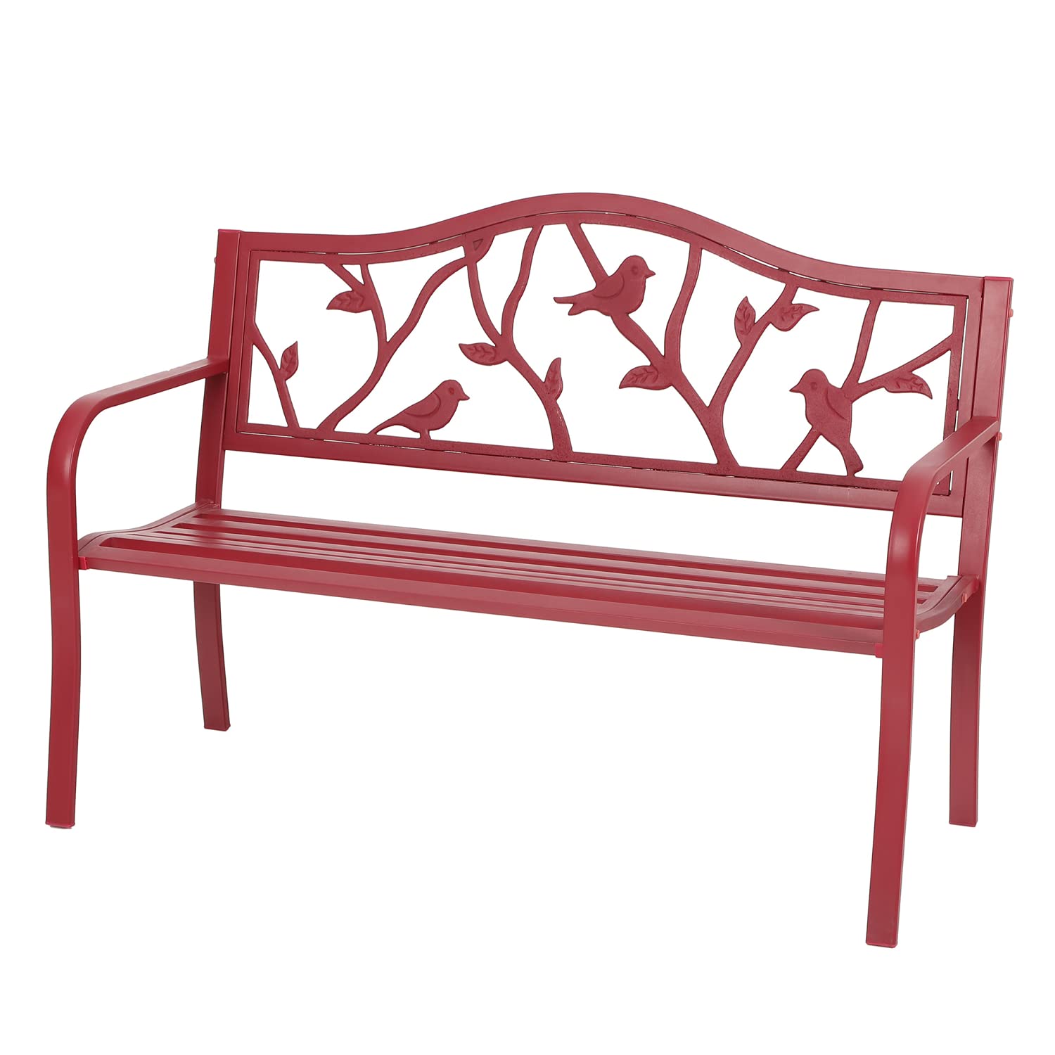 Sophia & William Outdoor Bench, Porch Bench, Garden Bench, Wrought Iron Bench with Backrest and Armrests, Bronze