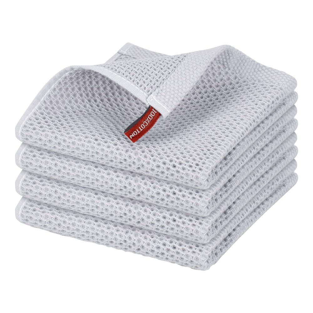 Nialnant 6 Pack Kitchen Towels and Dishcloths Sets,100% Cotton Soft Absorbent Quick Drying Dish Towels for Kitchen,Washing Dishes,12x12 Inches, Multi Color