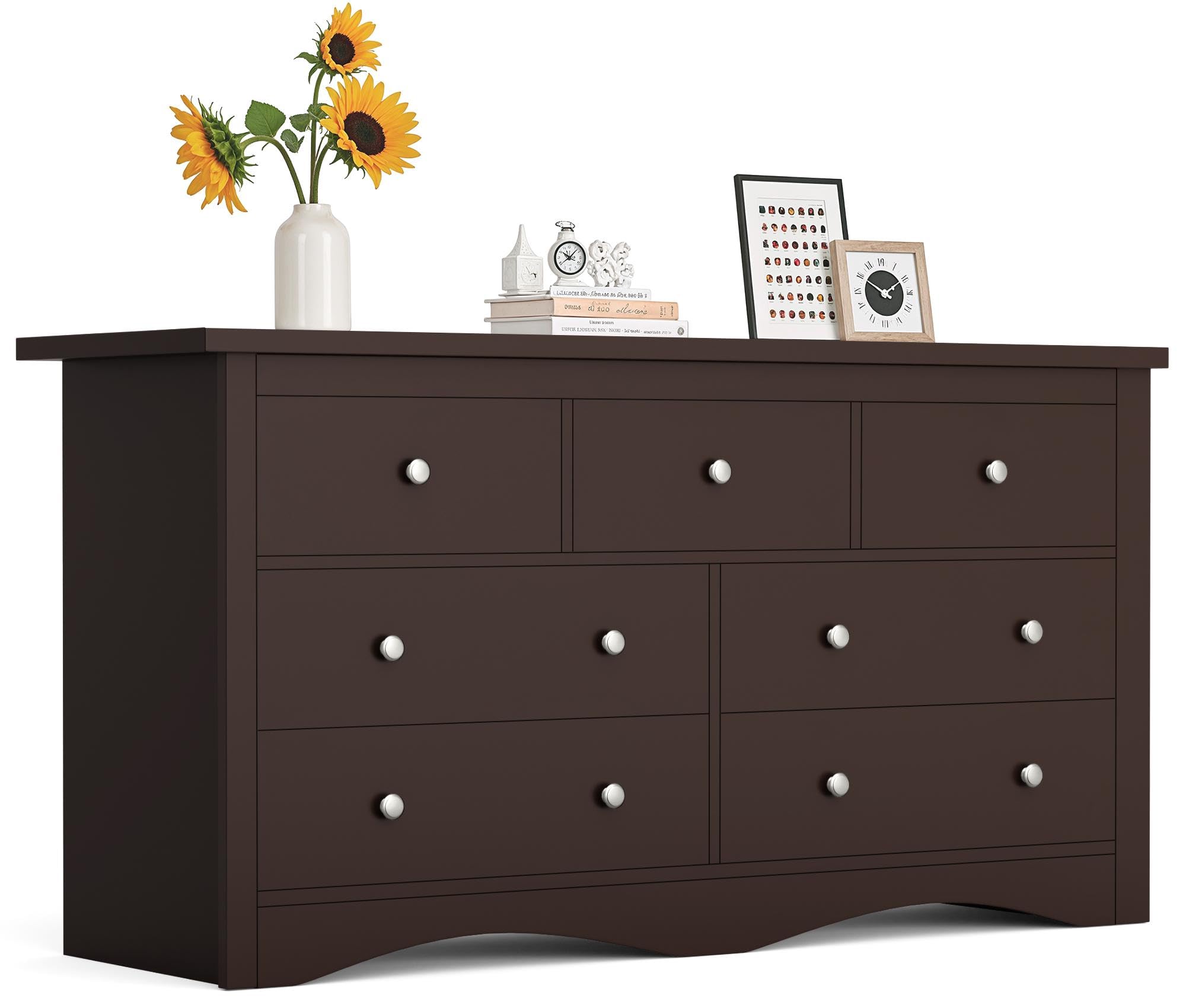 Furmax Dresser for Bedroom, 6 Wood Dresser, Chest of Drawers, for TV up to 65 inch, TV Stand Storage Chest of Drawers for Hallway Entryway (Black)
