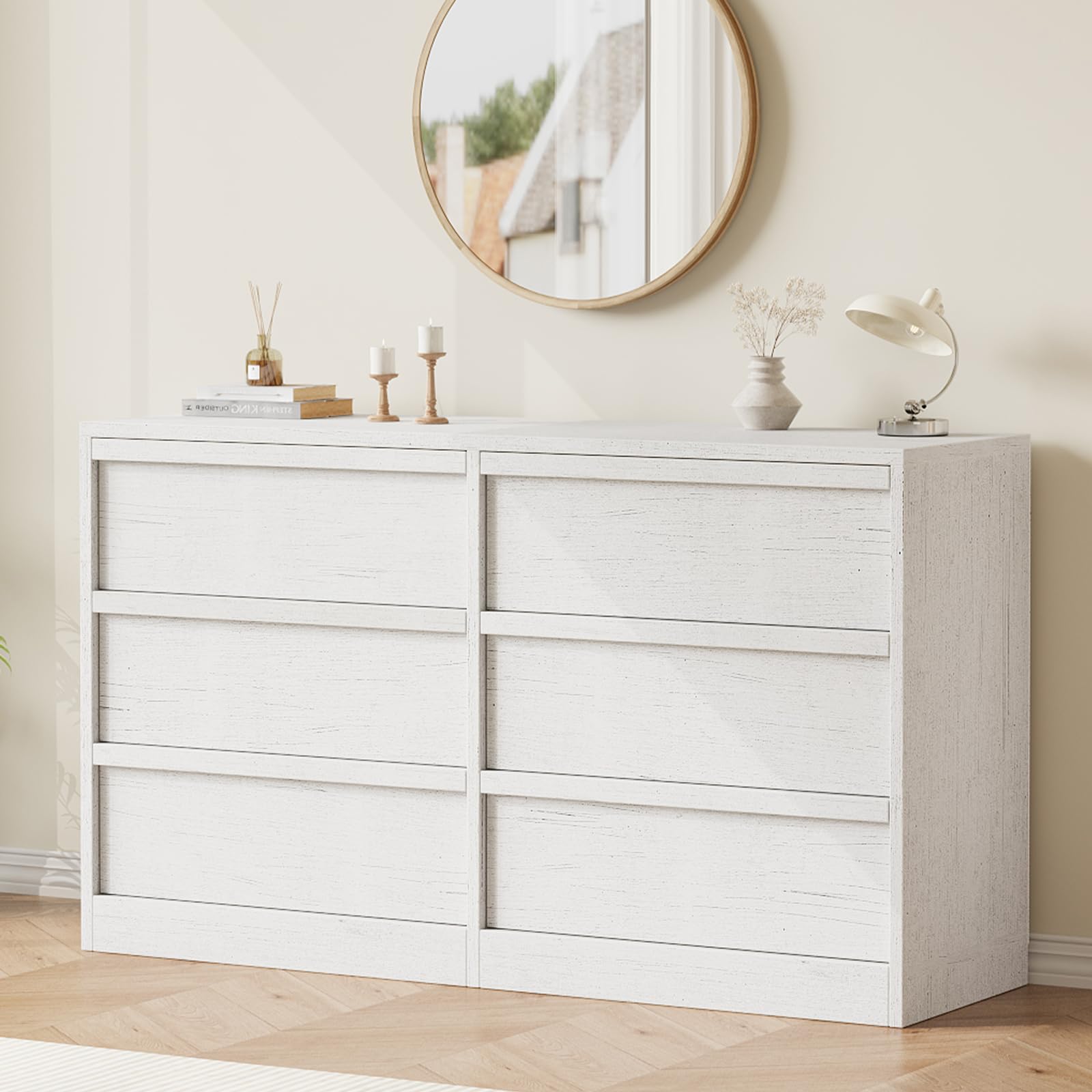 GarveeHome 7 Drawer Dresser for Bedroom, 54in Wide Natural Oak 7 Chest of Drawers with Large Storage, Wooden Dresser Organizer Closet for Living Room, Entryway, Nursery
