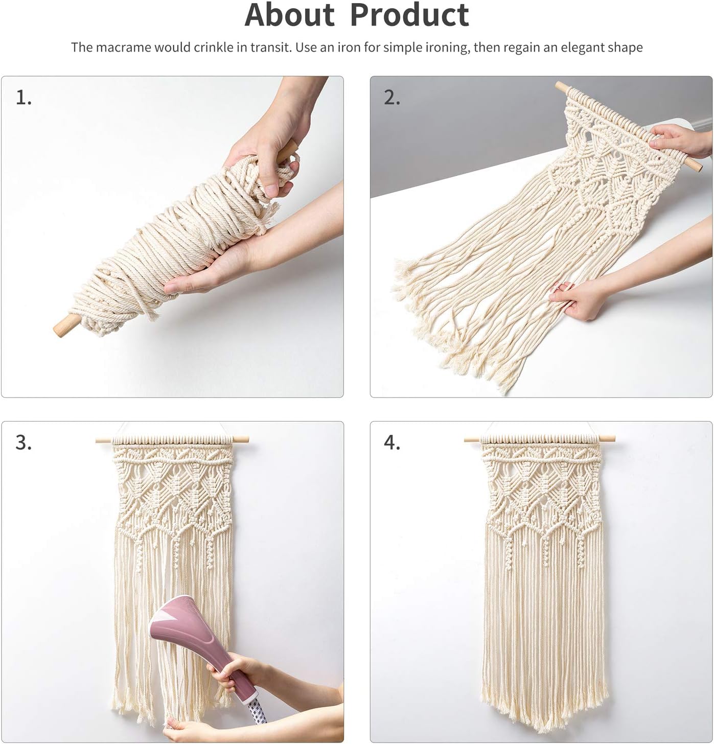 Mkono 2 Pcs Macrame Woven Wall Hanging Boho Chic Geometric Art Decor - Beautiful Bedroom Nursery Apartment Home Decoration, Gift for Girls Adults Birthday Christmas, 28" L x 13" W