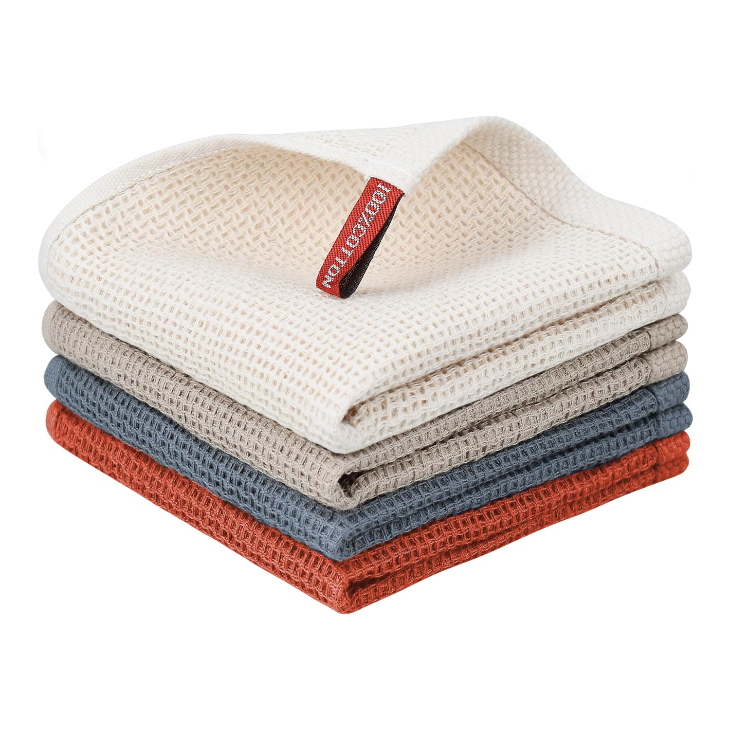 Nialnant 6 Pack Kitchen Towels and Dishcloths Sets,100% Cotton Soft Absorbent Quick Drying Dish Towels for Kitchen,Washing Dishes,12x12 Inches, Multi Color
