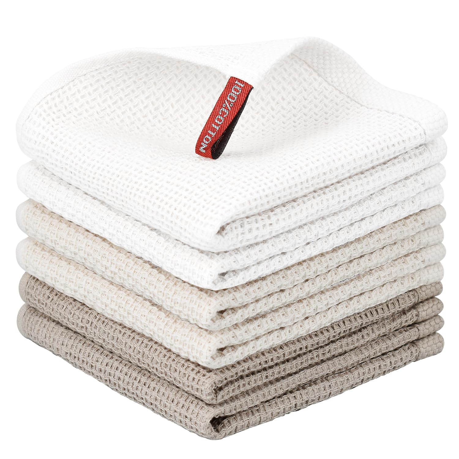 Nialnant 6 Pack Kitchen Towels and Dishcloths Sets,100% Cotton Soft Absorbent Quick Drying Dish Towels for Kitchen,Washing Dishes,12x12 Inches, Multi Color