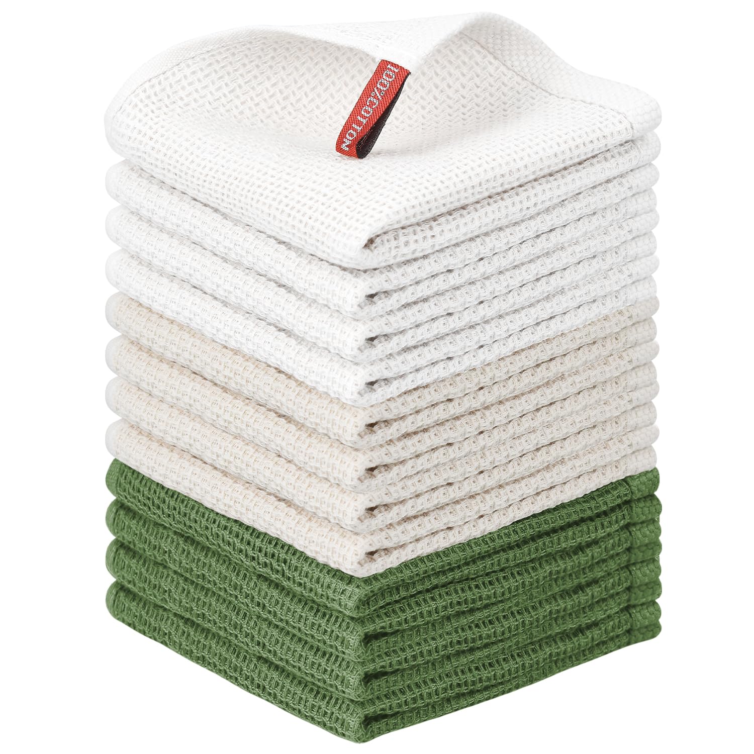 Nialnant 6 Pack Kitchen Towels and Dishcloths Sets,100% Cotton Soft Absorbent Quick Drying Dish Towels for Kitchen,Washing Dishes,12x12 Inches, Multi Color