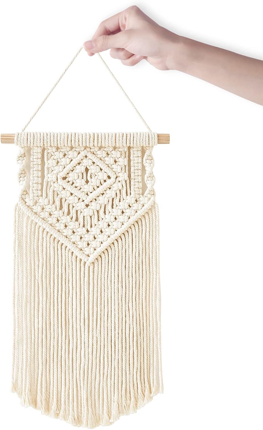 Dahey Small Macrame Wall Hanging 2 Pcs Woven Tapestry Wall Art Decor - Beautiful for Boho Home Bedroom Dorm College Classroom Decor, Apartment, Nursery, Party Decorations, 16.5" L x 10" W and 17.5"x 10"W