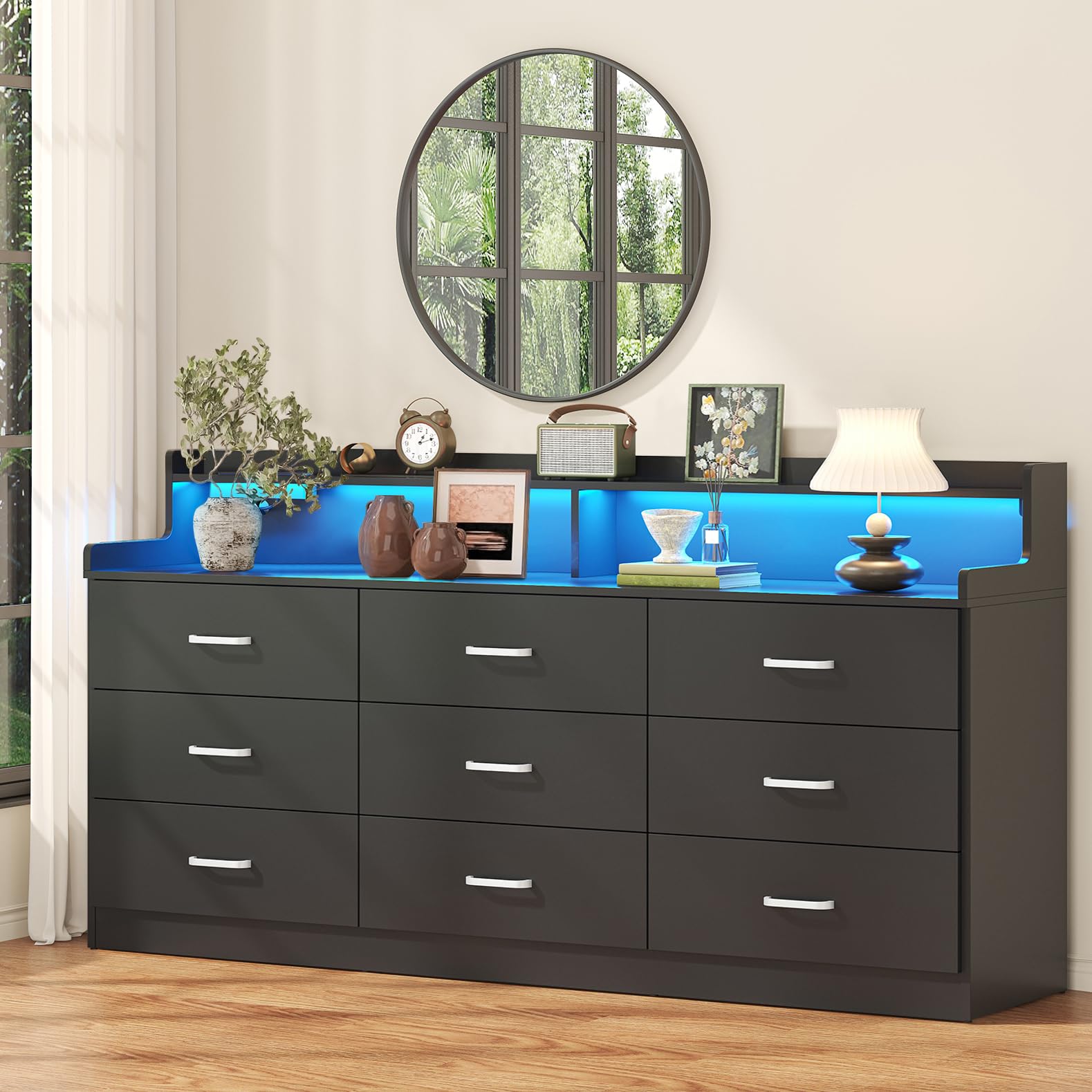 Bigbiglife Dresser for Bedroom, 6 Drawer Double Dresser, Modern Chest of Drawers with Deep Drawers, TV Stand Large Storage Organizer for Living Room, Closet (Light Oak)