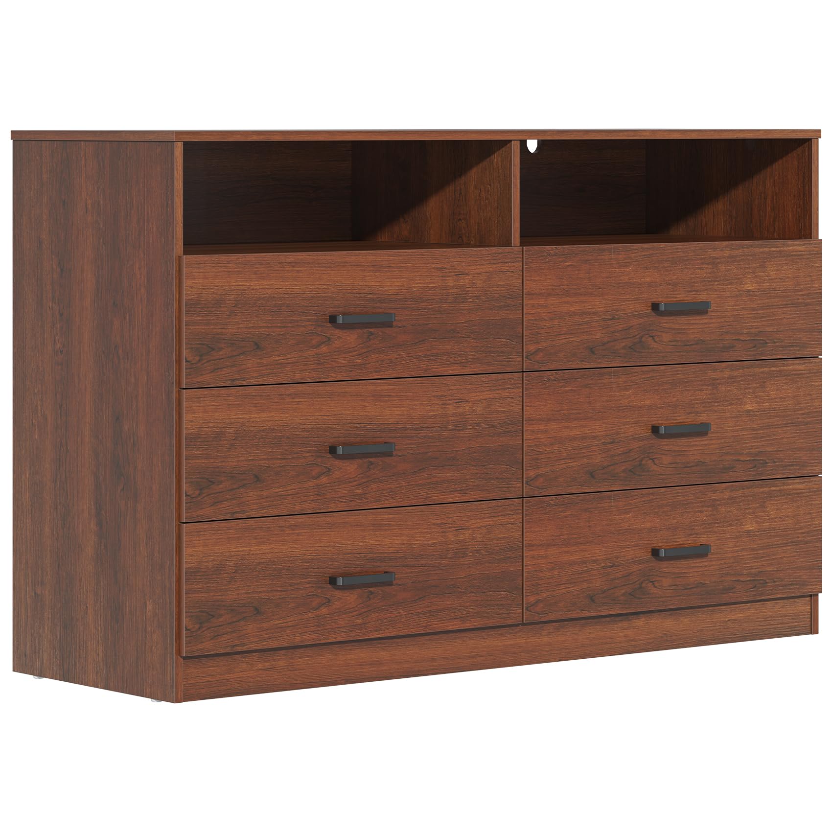 Bigbiglife Dresser for Bedroom, 6 Drawer Double Dresser, Modern Chest of Drawers with Deep Drawers, TV Stand Large Storage Organizer for Living Room, Closet (Light Oak)