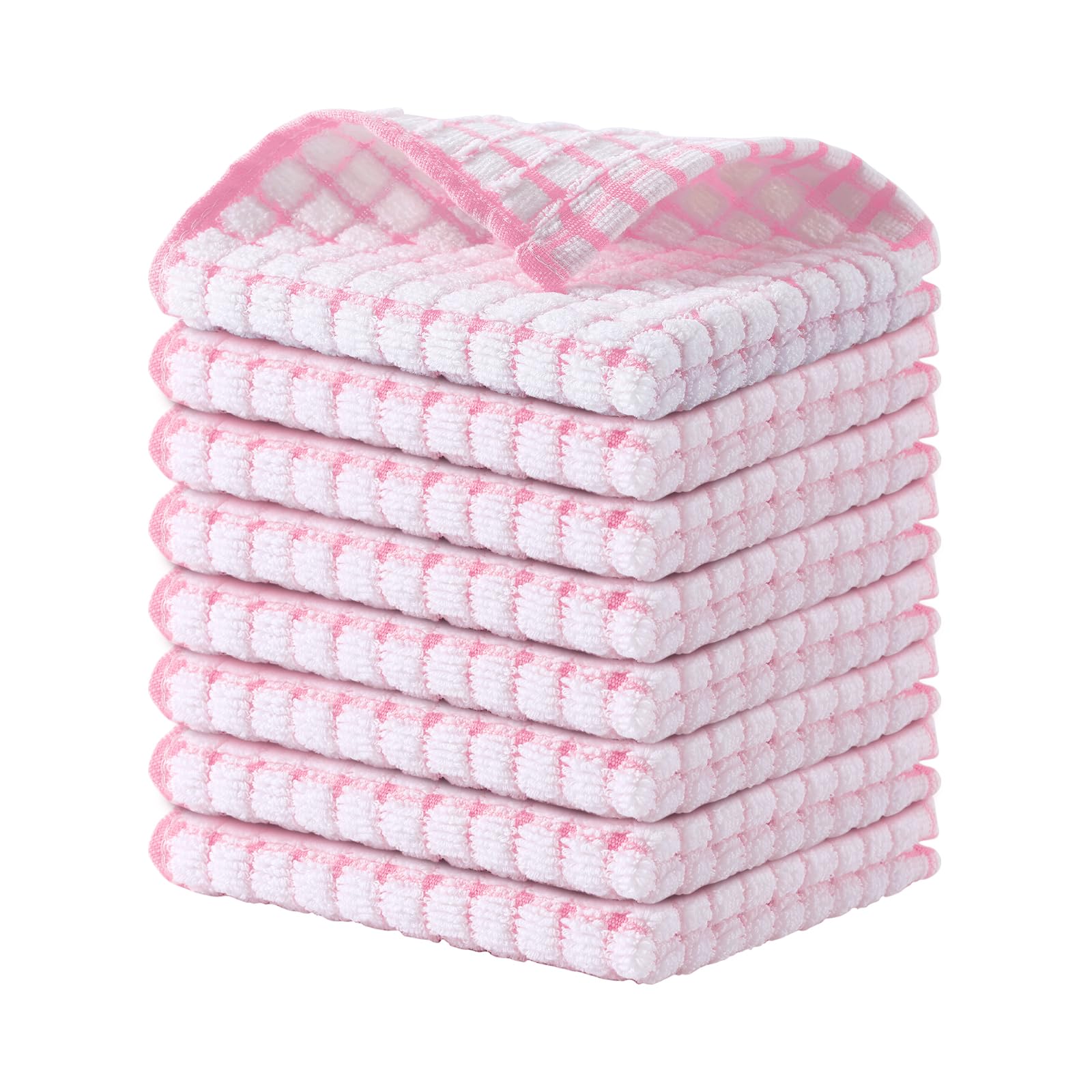 Kitinjoy Cotton 8 Pack Terry Kitchen Dish Cloths, 12 x 12 Inches Super Soft and Absorbent Dish Rags, Quick Drying Dish Towels for Washing Dishes, Mixed Color