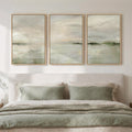 Large Framed Abstract Nature Landscape Wall Art for Living Room, Set of 3 Modern Canvas Prints Paintings Artwork for Walls, Green Lake Pictures for Hallway, Dining Room, Office Wall Decor 24x36 Inch