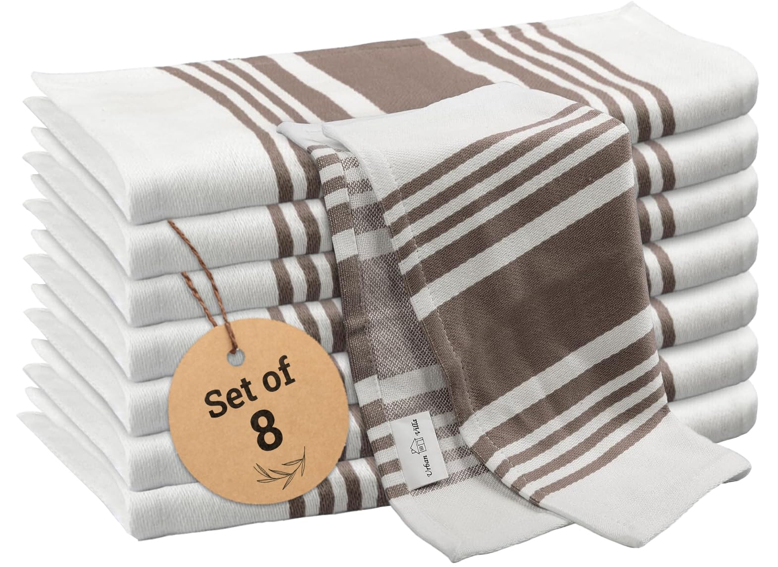 Urban Villa Kitchen Towels 100% Cotton Dish Towels for Kitchen (Set of 6) 20”x30” Dish Cloths Highly Absorbent Kitchen Linen Set with Hanging Loop Perfect for Drying Dishes Cleaning Towels-Blue White