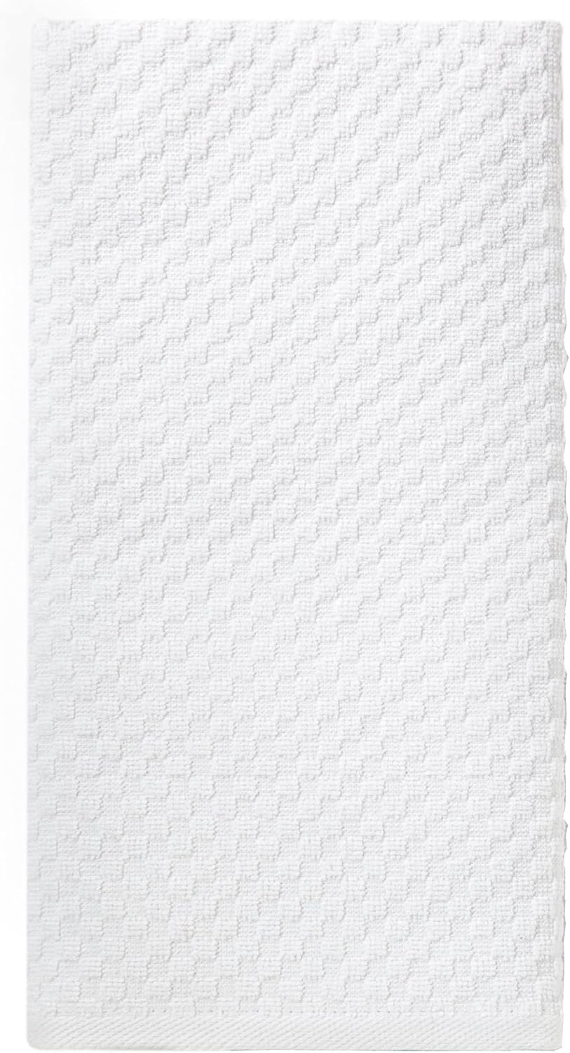 COTTON CRAFT Euro Café Set of 12 Waffle Weave Pure Cotton Super Absorbent Multipurpose Kitchen Towels, Dishcloths, Tea Towels White