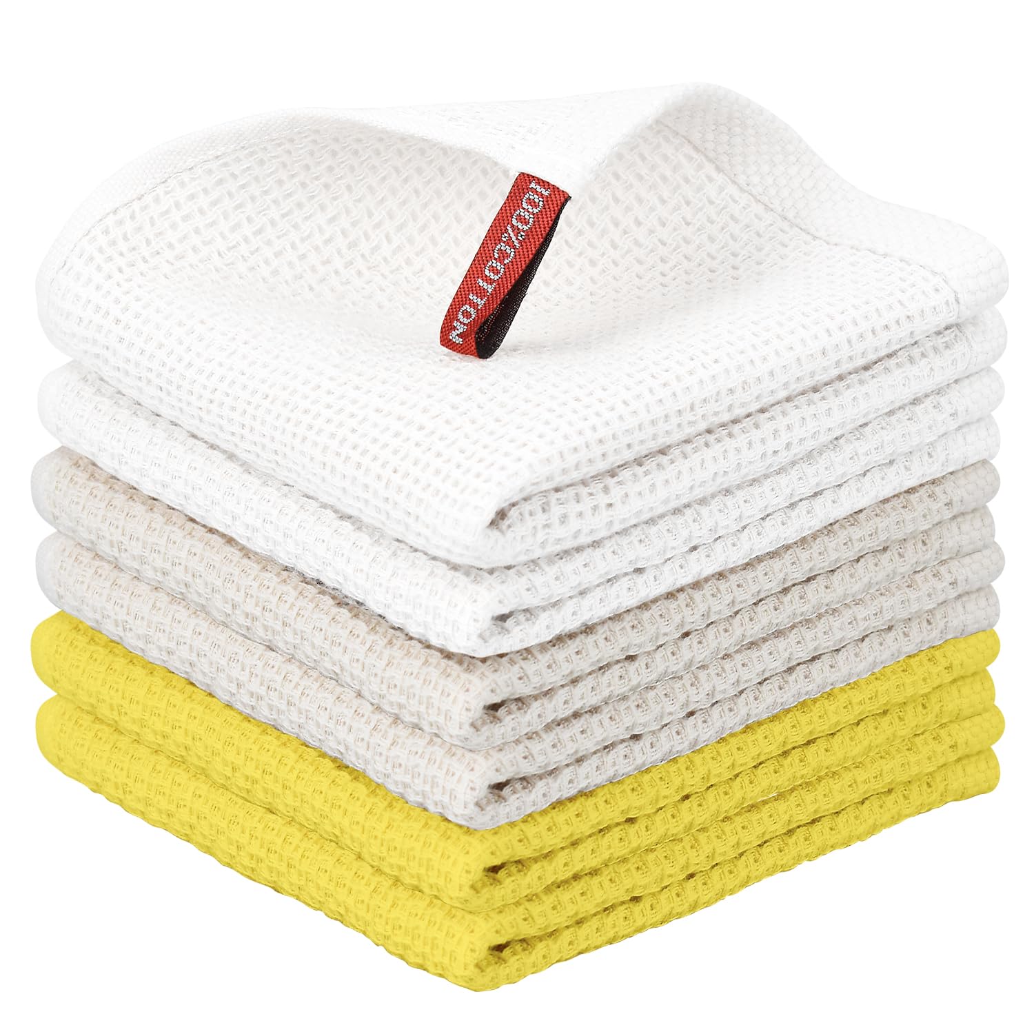 Nialnant 6 Pack Kitchen Towels and Dishcloths Sets,100% Cotton Soft Absorbent Quick Drying Dish Towels for Kitchen,Washing Dishes,12x12 Inches, Multi Color