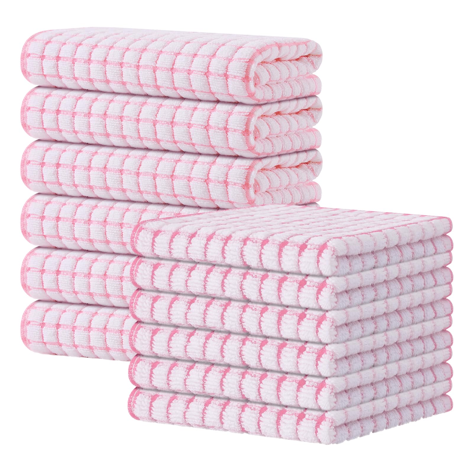 Kitinjoy Cotton 8 Pack Terry Kitchen Dish Cloths, 12 x 12 Inches Super Soft and Absorbent Dish Rags, Quick Drying Dish Towels for Washing Dishes, Mixed Color