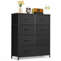 9-Drawer Dresser for Bedroom, Anti-Tip Tall Storage Organizer Chest of Drawers with Wooden Top and Metal Frame Fabric Bins for Closet, Living Room, Hallway, Entryway, White