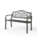 Sophia & William Outdoor Bench, Porch Bench, Garden Bench, Wrought Iron Bench with Backrest and Armrests, Bronze
