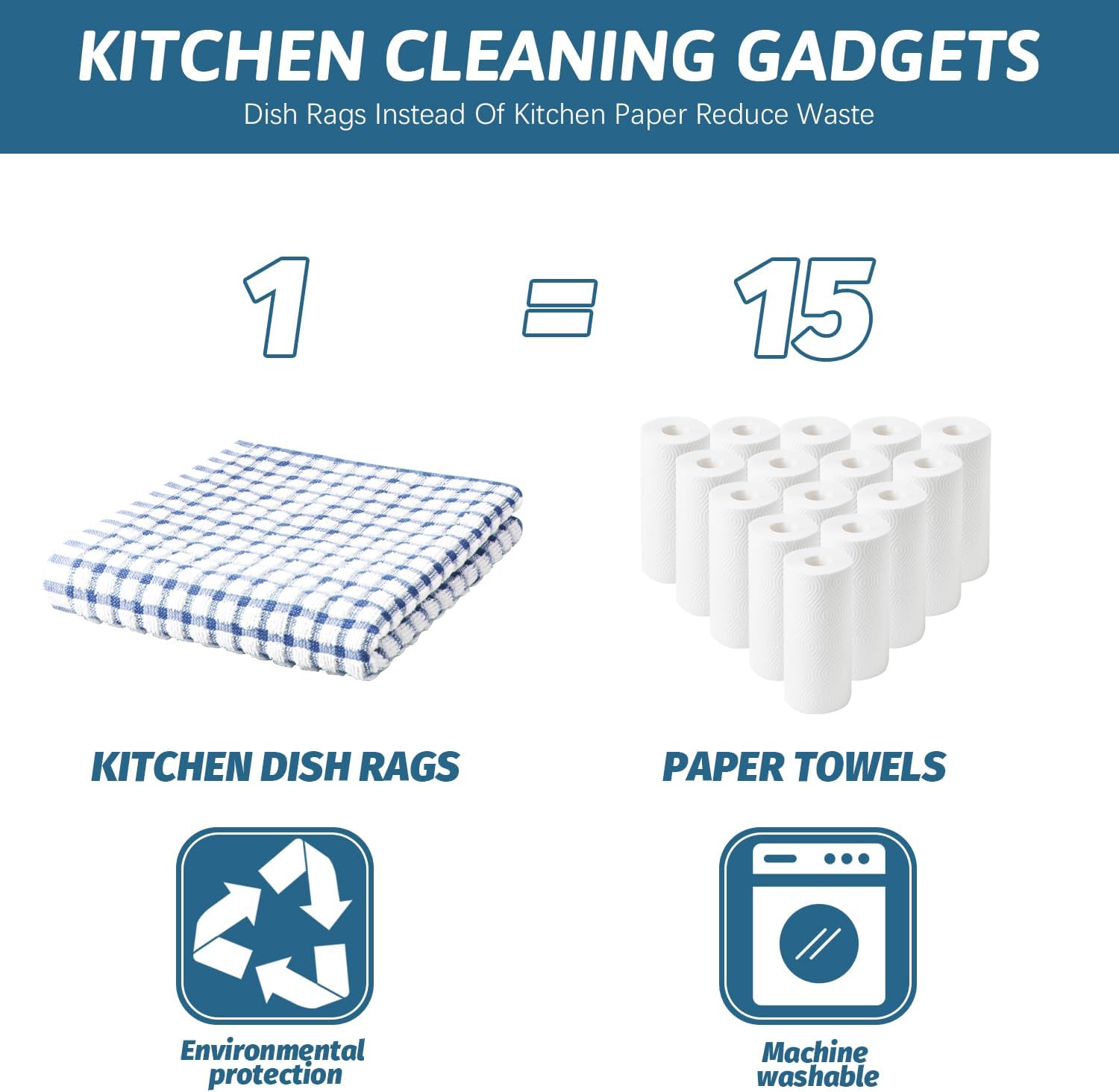 Nialnant 8 Pcs Kitchen Dish Rags,100% Cotton Soft Absorbent Quick Drying Dish Cloths for Kitchen,Washing Dishes,Cleaning rags-11 x 11In