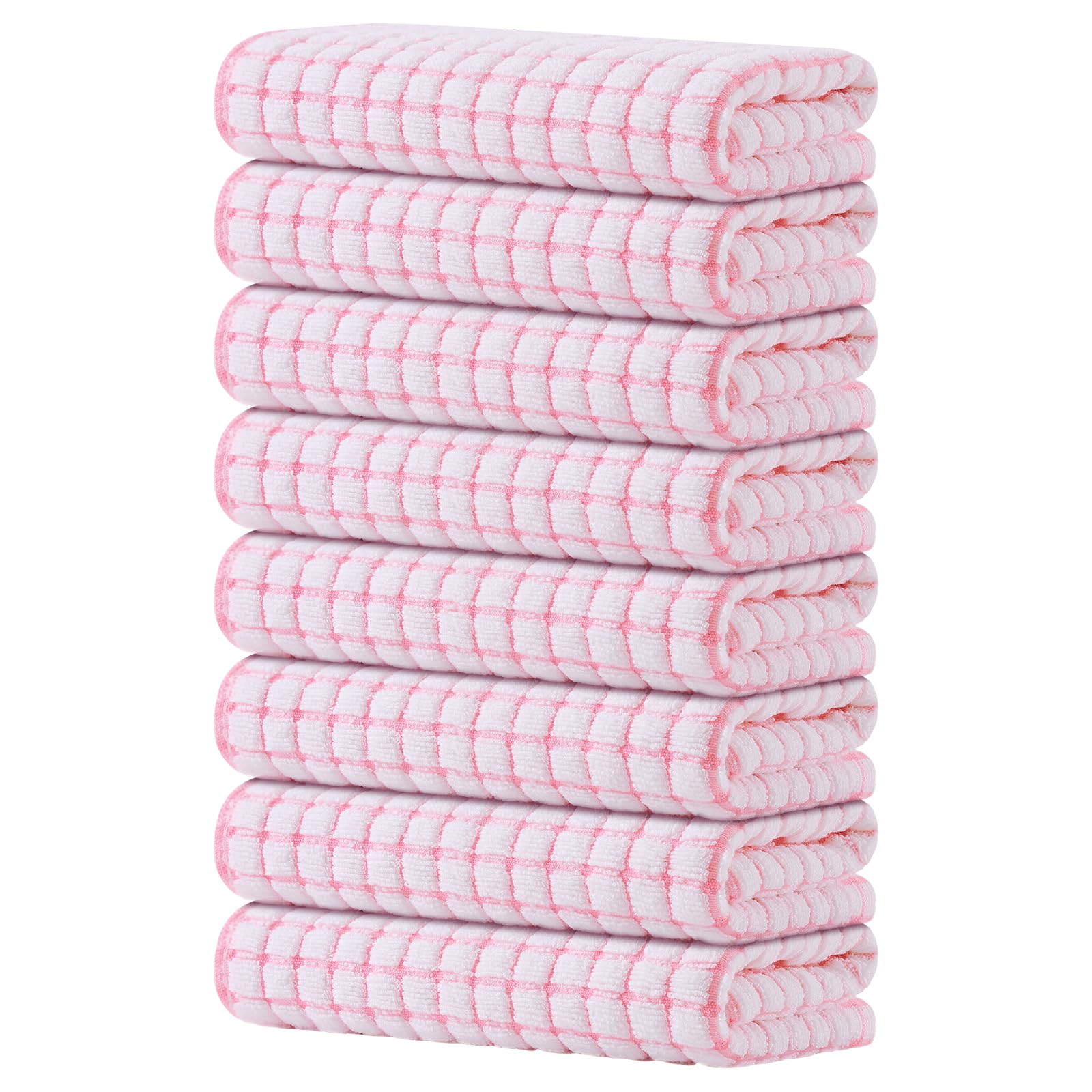 Kitinjoy Cotton 8 Pack Terry Kitchen Dish Cloths, 12 x 12 Inches Super Soft and Absorbent Dish Rags, Quick Drying Dish Towels for Washing Dishes, Mixed Color