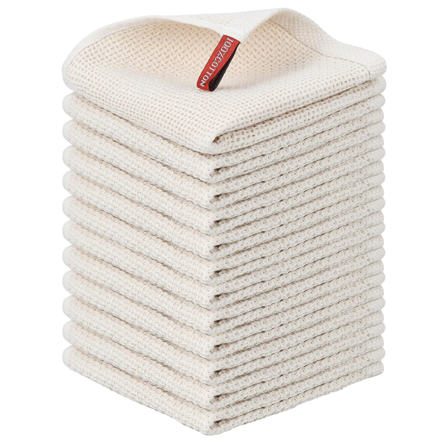 Nialnant 6 Pack Kitchen Towels and Dishcloths Sets,100% Cotton Soft Absorbent Quick Drying Dish Towels for Kitchen,Washing Dishes,12x12 Inches, Multi Color