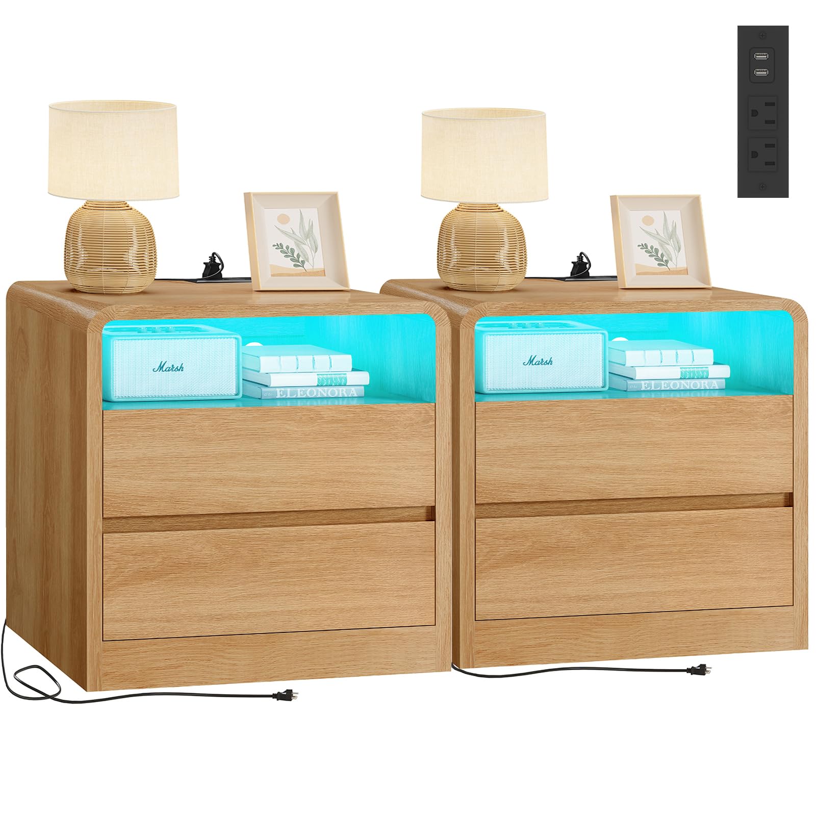 TEENFON 55" Dresser for Bedroom with 6 Drawers, Dressers & Chests of Drawers with Curved Profile Design, 6 Drawer Dresser, Bedroom Dressers, Wood Dressers for Bedroom, Hallway, Natural