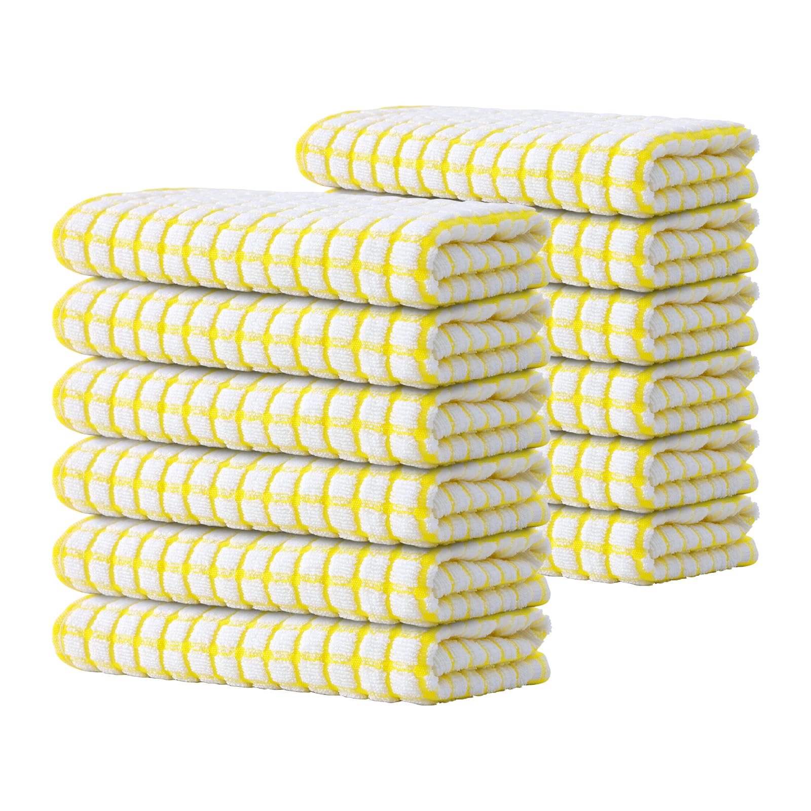 Kitinjoy Cotton 8 Pack Terry Kitchen Dish Cloths, 12 x 12 Inches Super Soft and Absorbent Dish Rags, Quick Drying Dish Towels for Washing Dishes, Mixed Color