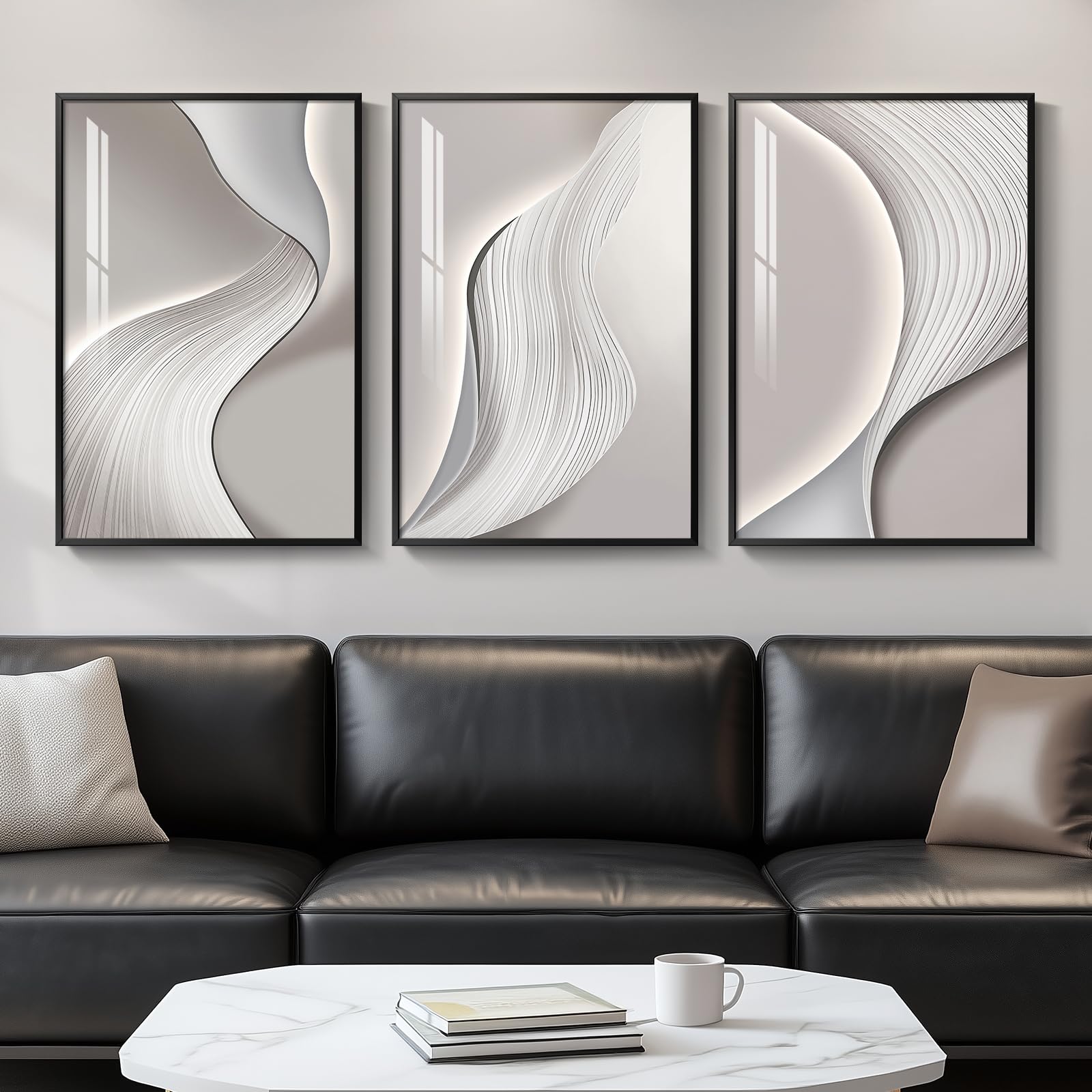 Large Framed Modern Luxury Gold Wall Art for Living Room, 3 Piece Bright Style Art Prints Paintings Artwork for Walls, Bronze Gold Geometric Pictures for Hallway Stair Office Wall Decor 24x36 In
