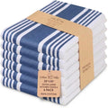 Urban Villa Kitchen Towels 100% Cotton Dish Towels for Kitchen (Set of 6) 20”x30” Dish Cloths Highly Absorbent Kitchen Linen Set with Hanging Loop Perfect for Drying Dishes Cleaning Towels-Blue White