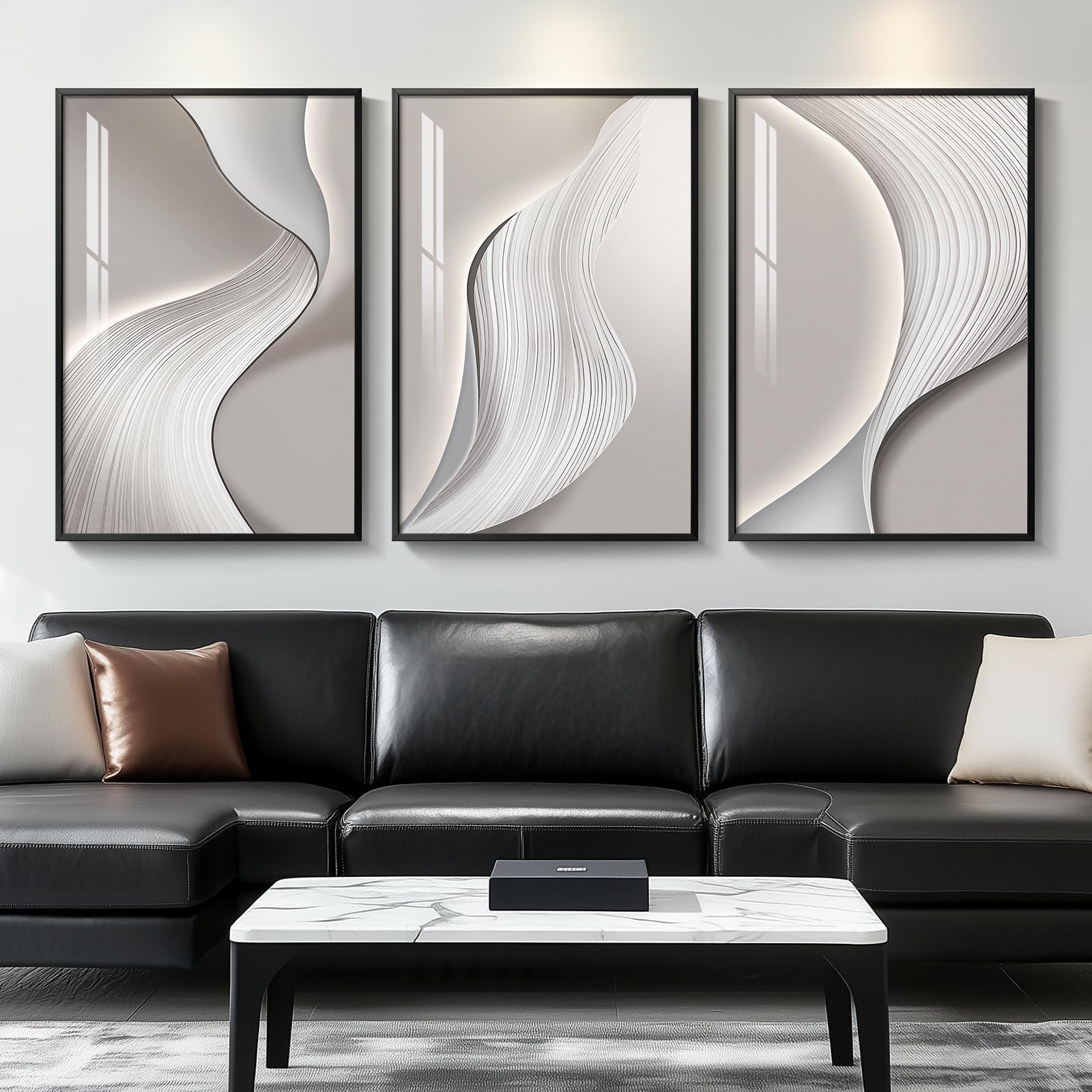 Large Framed Modern Luxury Gold Wall Art for Living Room, 3 Piece Bright Style Art Prints Paintings Artwork for Walls, Bronze Gold Geometric Pictures for Hallway Stair Office Wall Decor 24x36 In