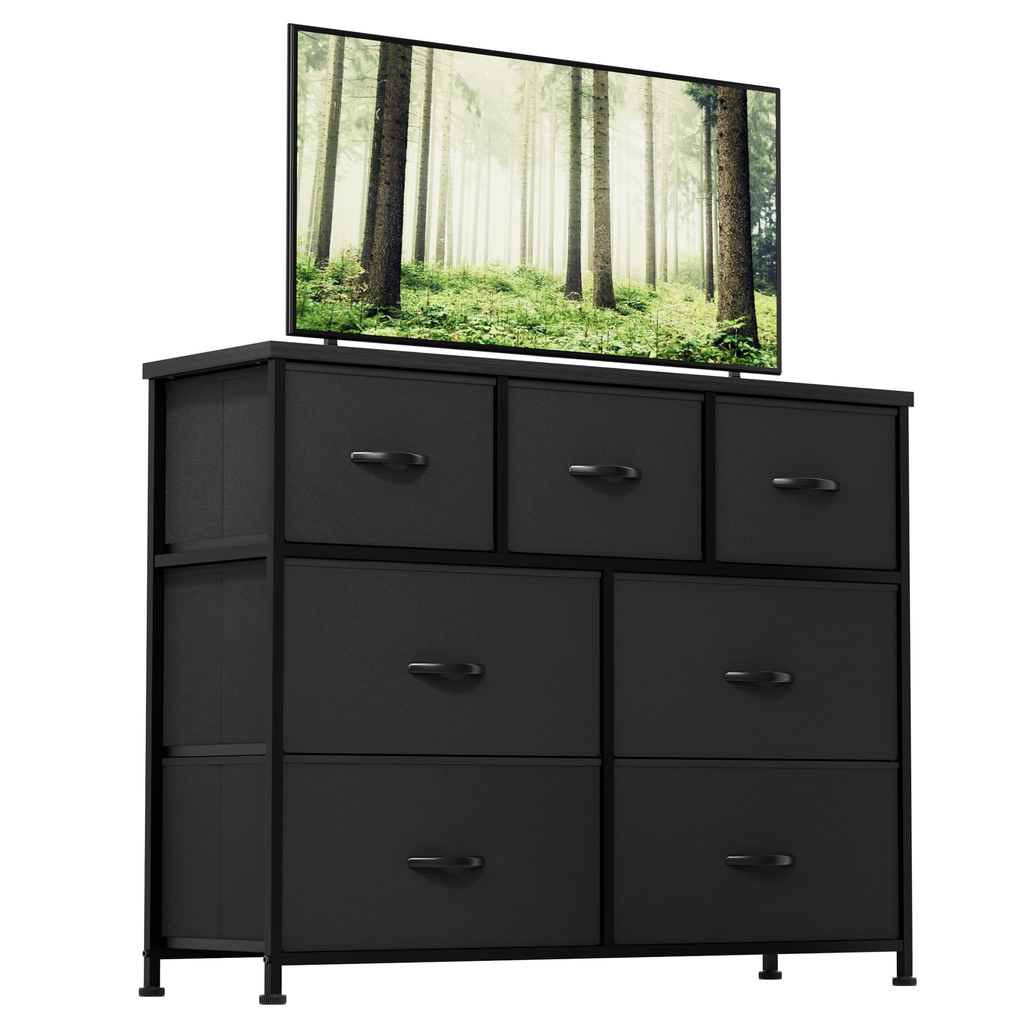 Shahoo Black Dresser for Bedroom with 6 Drawers, 47.2" Wide Chest Storage Organizer and TV Stand for Living Room, Closet, Hallway, Dormitory