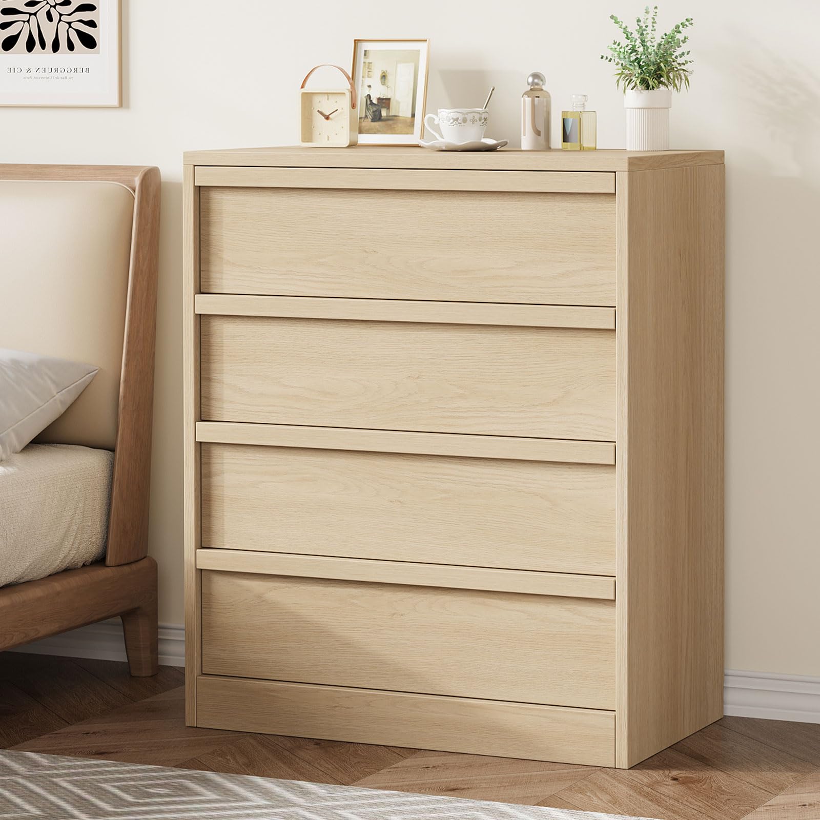 GarveeHome 7 Drawer Dresser for Bedroom, 54in Wide Natural Oak 7 Chest of Drawers with Large Storage, Wooden Dresser Organizer Closet for Living Room, Entryway, Nursery