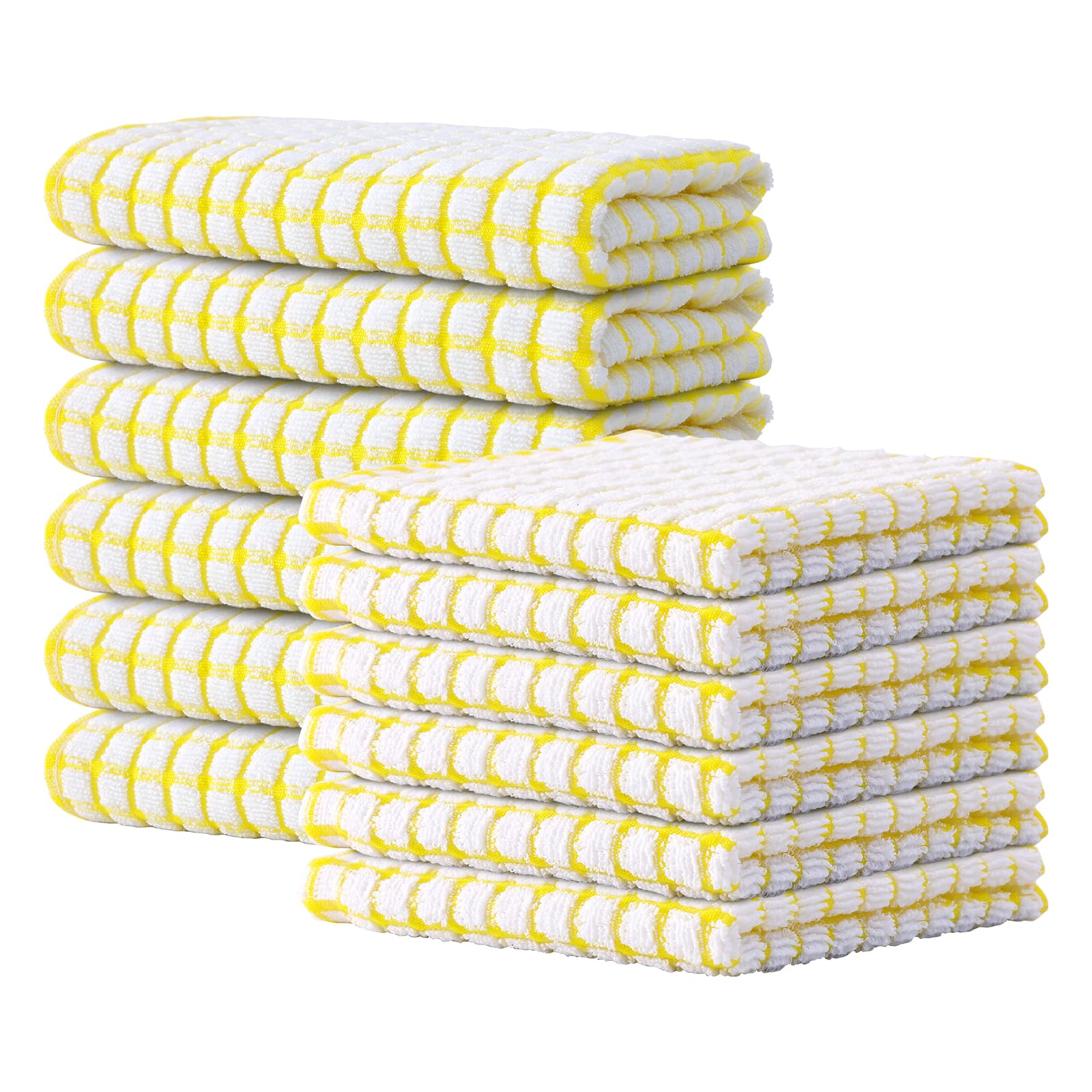 Kitinjoy Cotton 8 Pack Terry Kitchen Dish Cloths, 12 x 12 Inches Super Soft and Absorbent Dish Rags, Quick Drying Dish Towels for Washing Dishes, Mixed Color