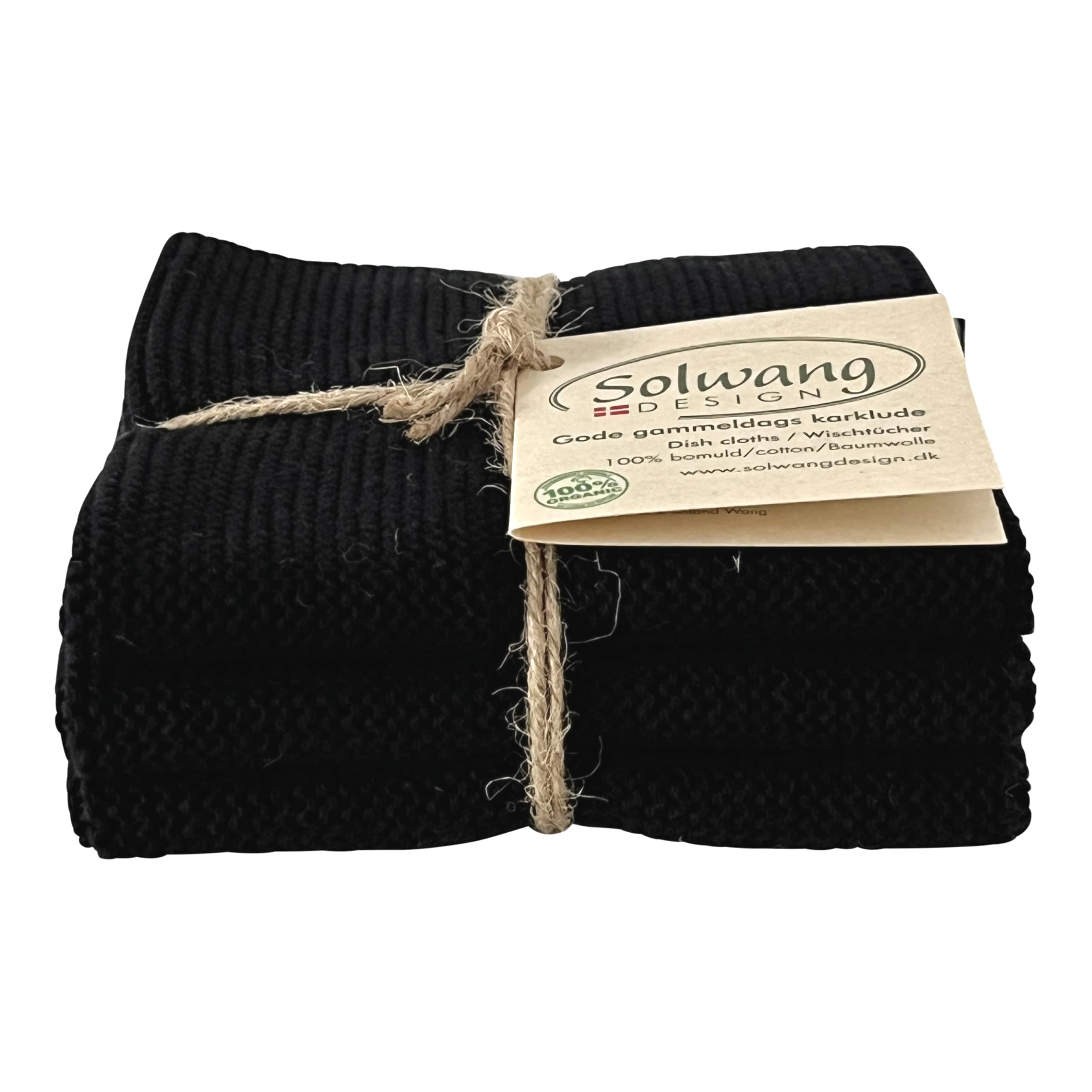 Solwang 3-Piece Danish Cotton Dishcloths in 100% Certified Organic Cotton Made in India (Rustic Blue Organic Combi)