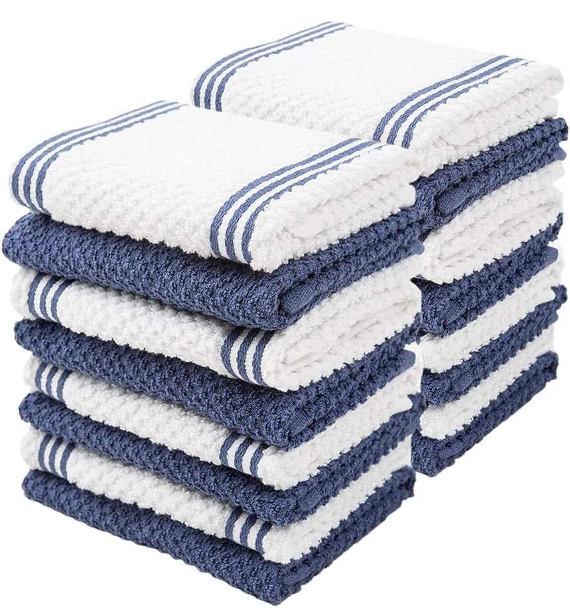 Simpli-Magic Cotton Herringbone Dish Towels, 15"x25" (30 Pack) – High Absorbent Kitchen Hand Towels (Multi-Color)