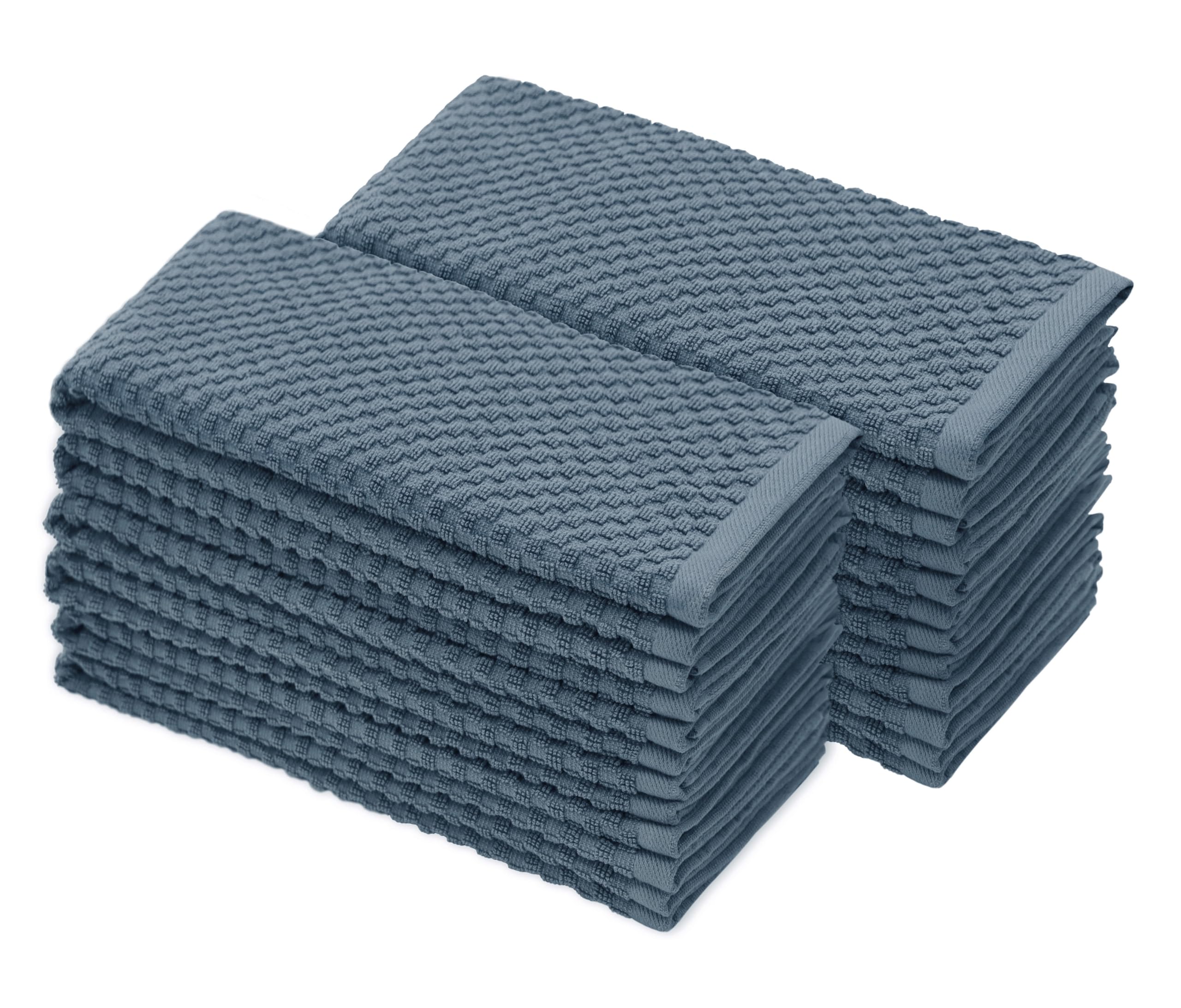 COTTON CRAFT Euro Café Set of 12 Waffle Weave Pure Cotton Super Absorbent Multipurpose Kitchen Towels, Dishcloths, Tea Towels White