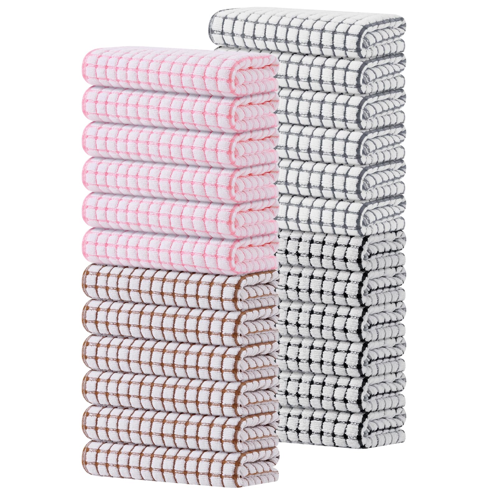 Kitinjoy Cotton 8 Pack Terry Kitchen Dish Cloths, 12 x 12 Inches Super Soft and Absorbent Dish Rags, Quick Drying Dish Towels for Washing Dishes, Mixed Color