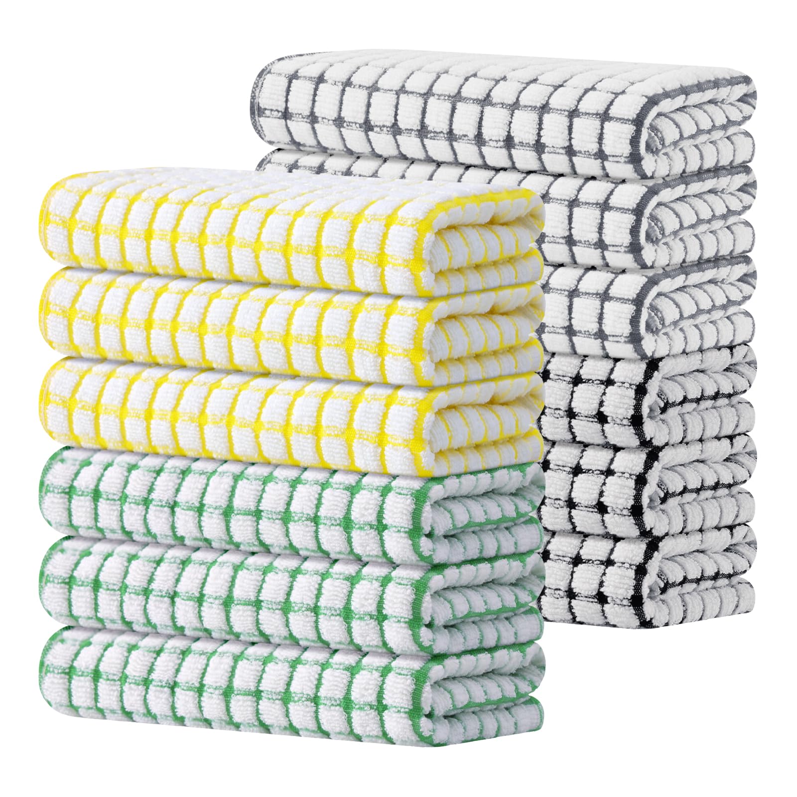 Kitinjoy Cotton 8 Pack Terry Kitchen Dish Cloths, 12 x 12 Inches Super Soft and Absorbent Dish Rags, Quick Drying Dish Towels for Washing Dishes, Mixed Color