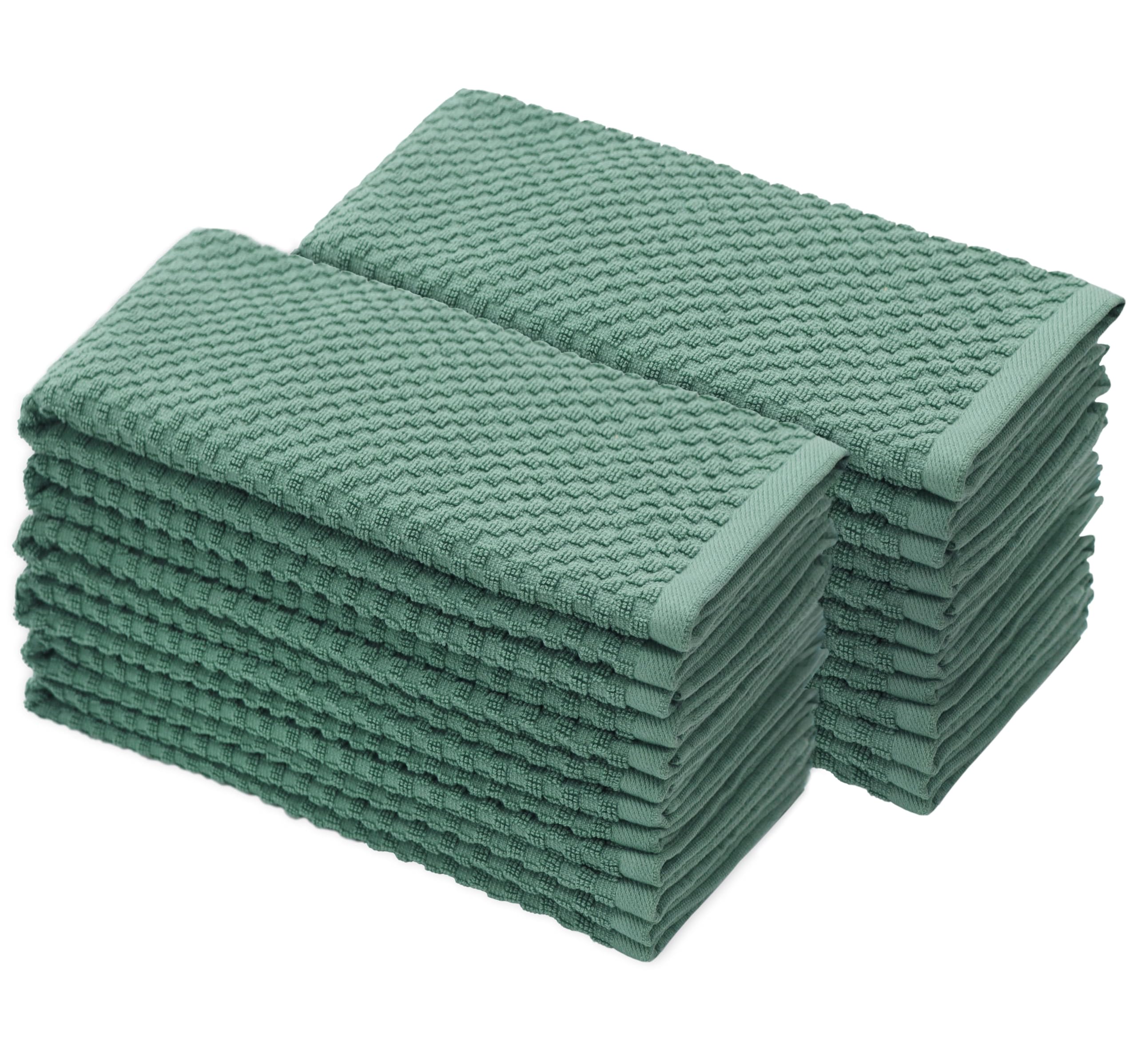 COTTON CRAFT Euro Café Set of 12 Waffle Weave Pure Cotton Super Absorbent Multipurpose Kitchen Towels, Dishcloths, Tea Towels White