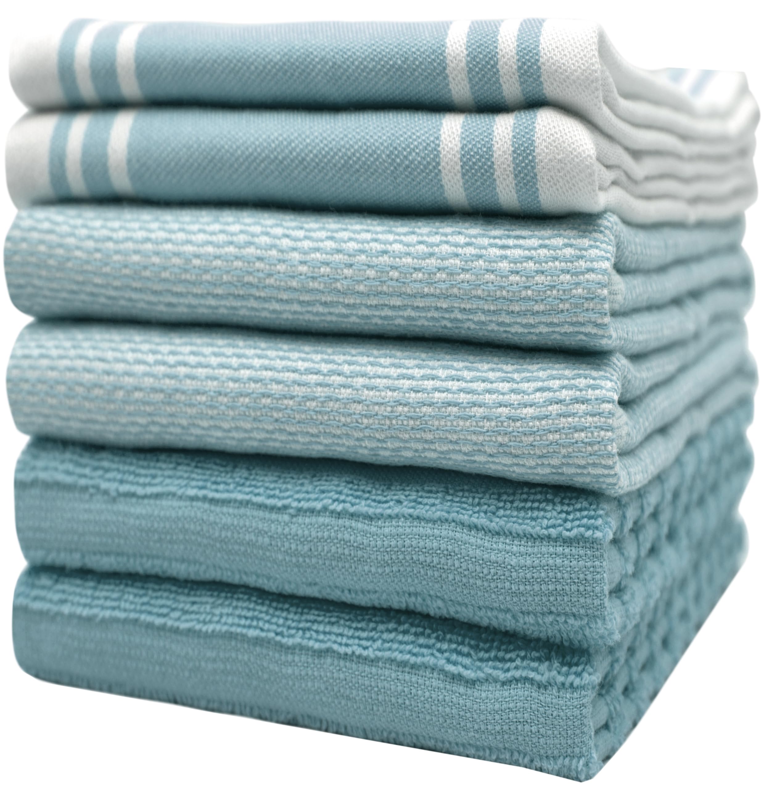 Premium Kitchen Towels (20”x 28”, 6 Pack) | Large Cotton Dish Towels | Flat & Terry Highly Absorbent Kitchen Linen Set with Hanging Loop | Gray