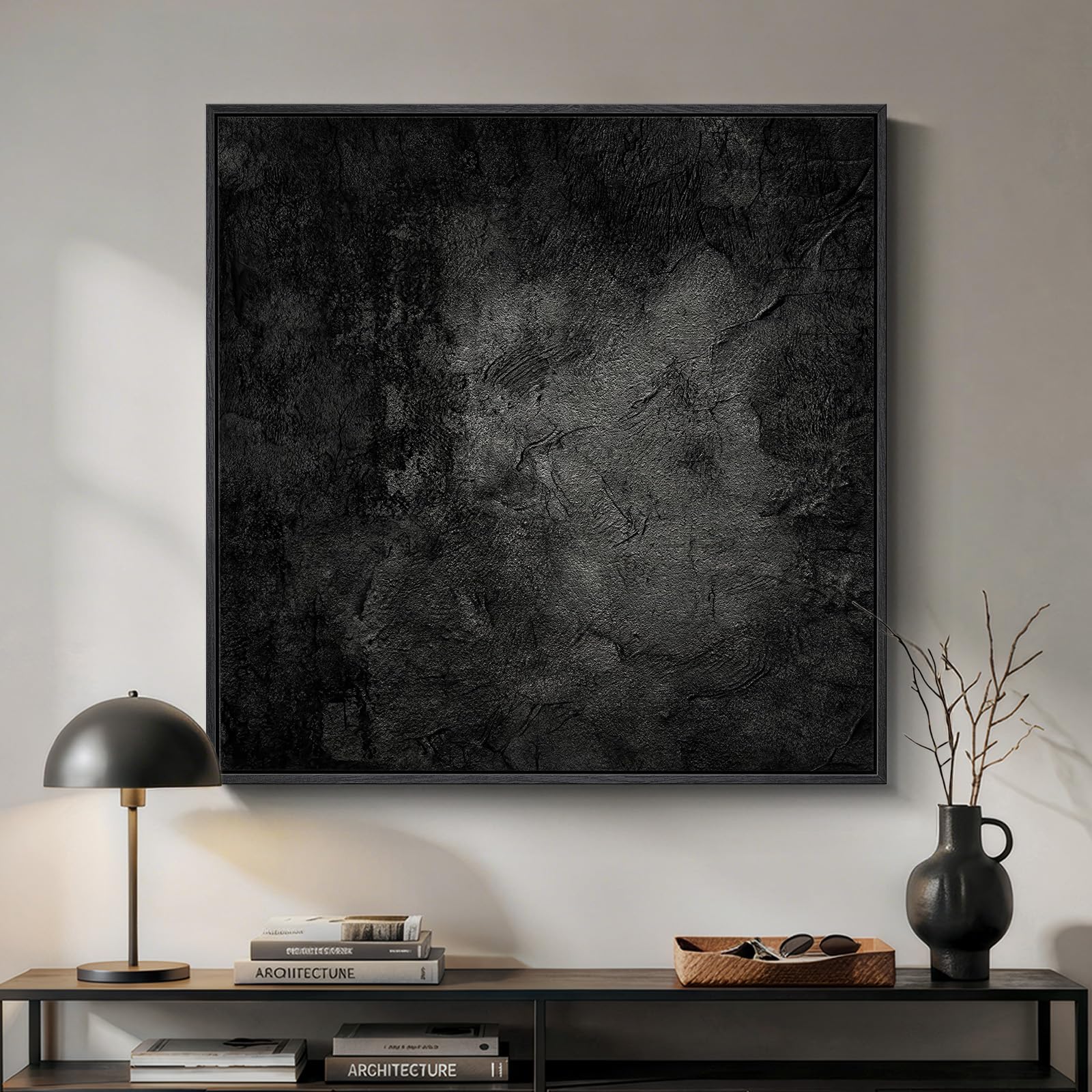 Framed Sage Green Abstract Wall Art, Modern Canvas Prints Artwork for Walls, Square Minimalist All Green Abstract Pictures for Living Room, Hallway, Fireplace, Bedroom, Home Office Wall Decor 30x30 In