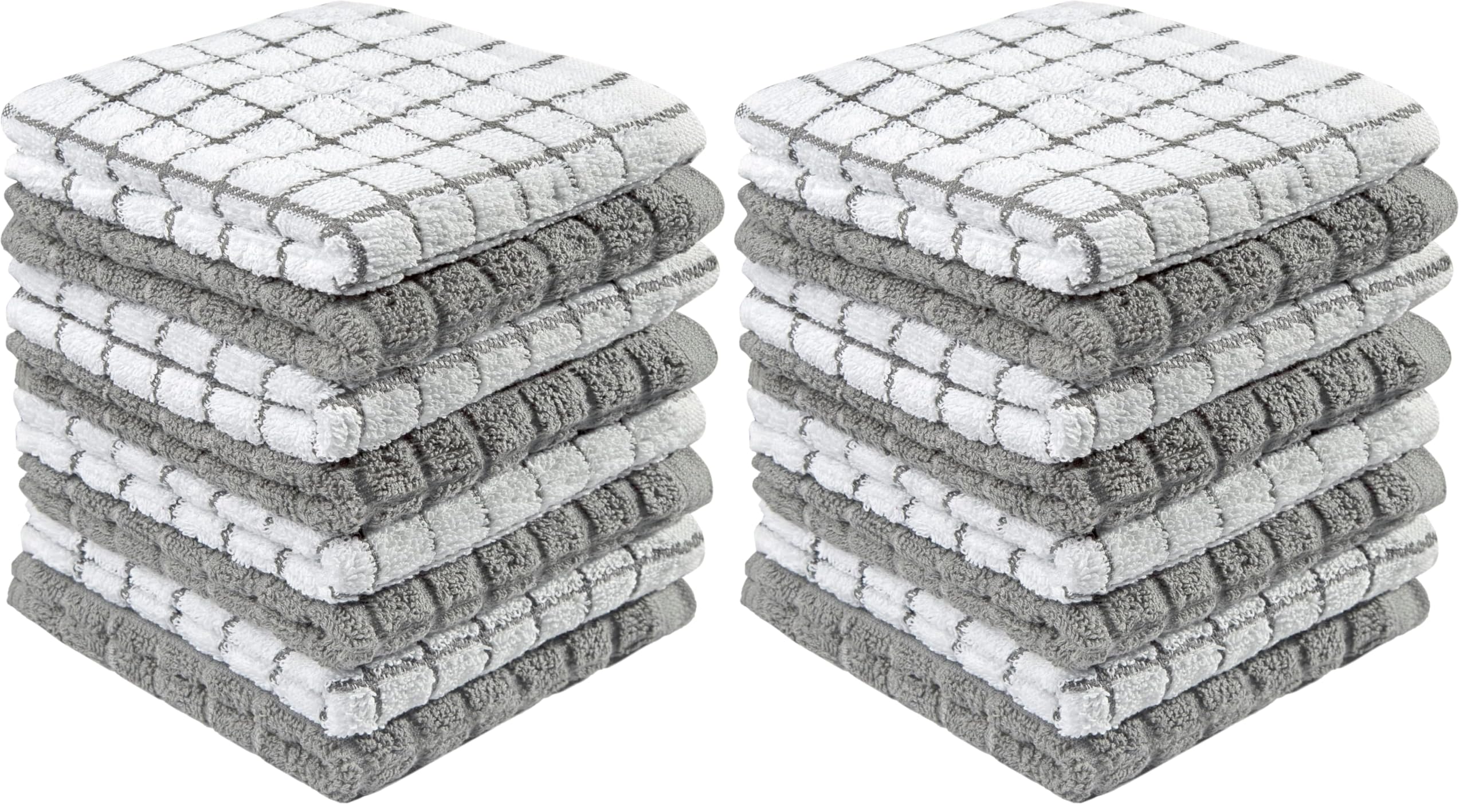 Bumble Dish Cloths (8 Pack) | 12" x 12" | 100% Cotton Kitchen Towels | 405 GSM | Soft, Highly Absorbent & Durable Dish Towels for Kitchen | Gray
