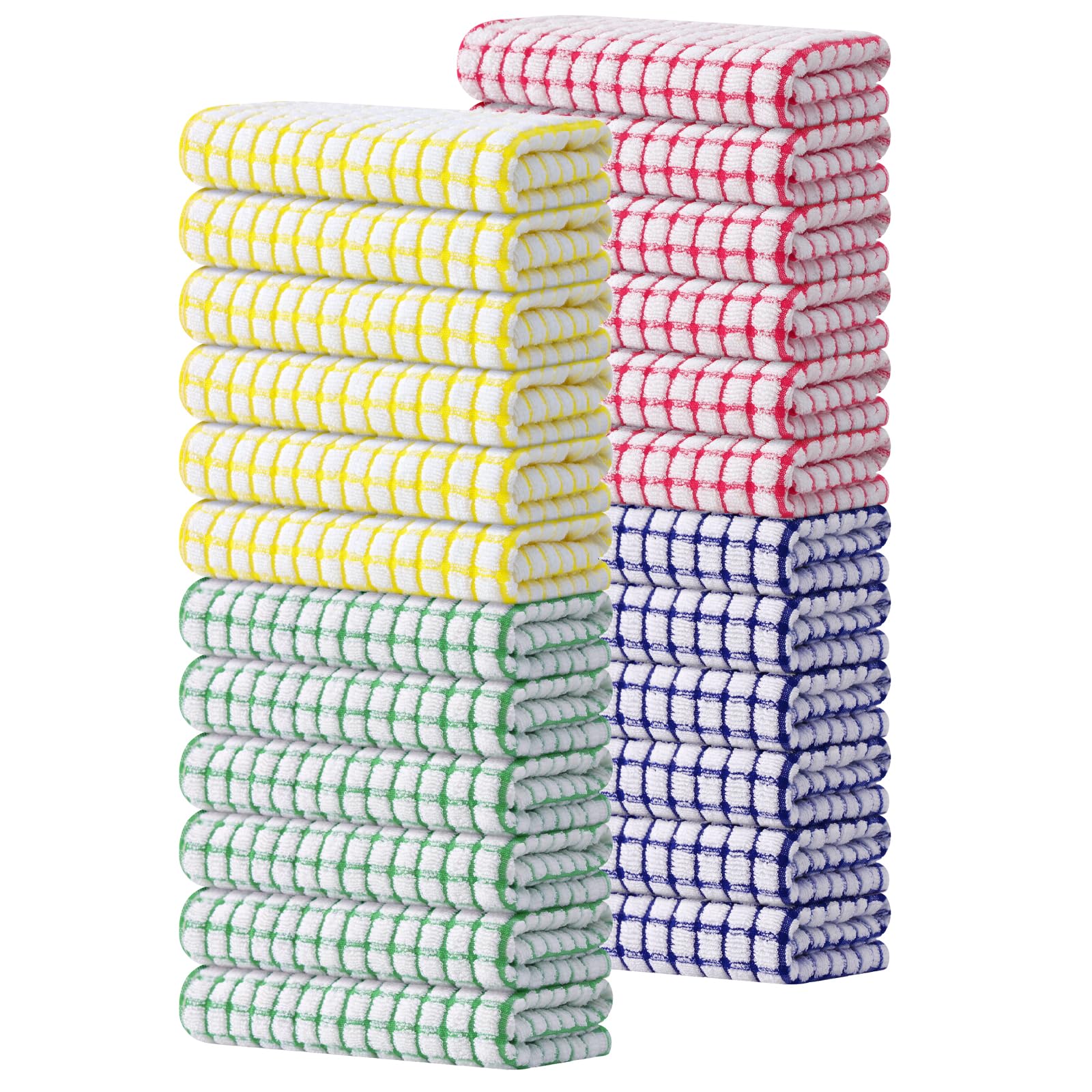 Kitinjoy Cotton 8 Pack Terry Kitchen Dish Cloths, 12 x 12 Inches Super Soft and Absorbent Dish Rags, Quick Drying Dish Towels for Washing Dishes, Mixed Color