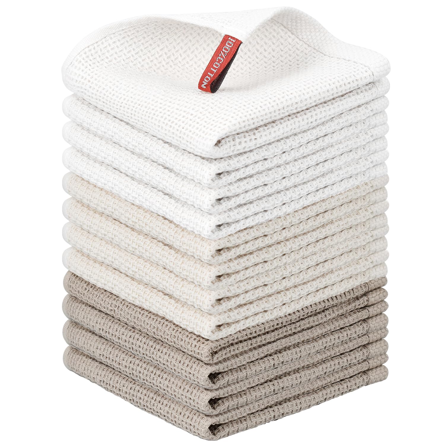 Nialnant 6 Pack Kitchen Towels and Dishcloths Sets,100% Cotton Soft Absorbent Quick Drying Dish Towels for Kitchen,Washing Dishes,12x12 Inches, Multi Color