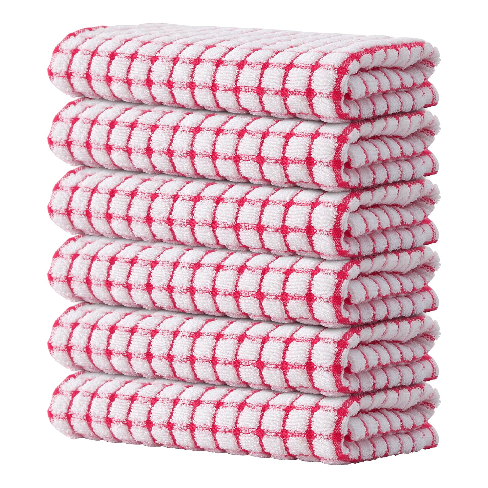 Kitinjoy Cotton 8 Pack Terry Kitchen Dish Cloths, 12 x 12 Inches Super Soft and Absorbent Dish Rags, Quick Drying Dish Towels for Washing Dishes, Mixed Color